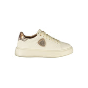 Blauer Women's Beige Sneakers with Python Details and Rhinestone Applications