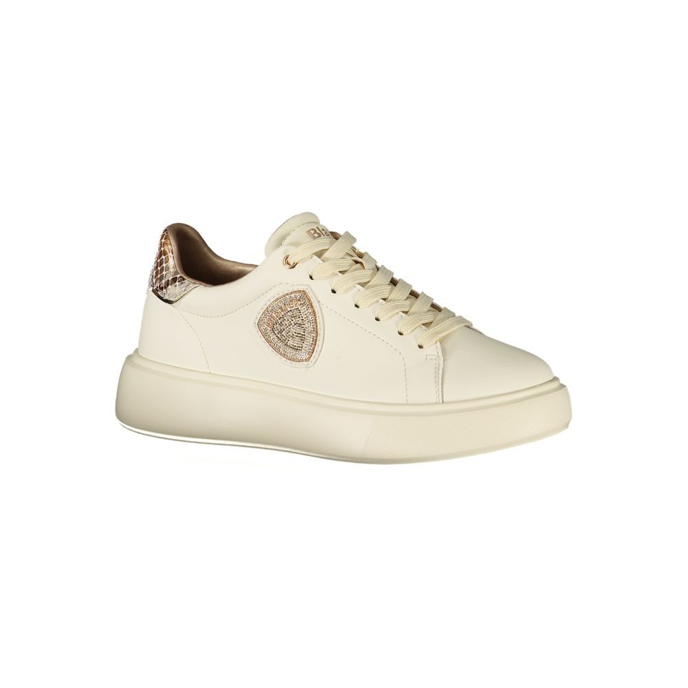 Blauer Women's Beige Sneakers with Python Details and Rhinestone Applications