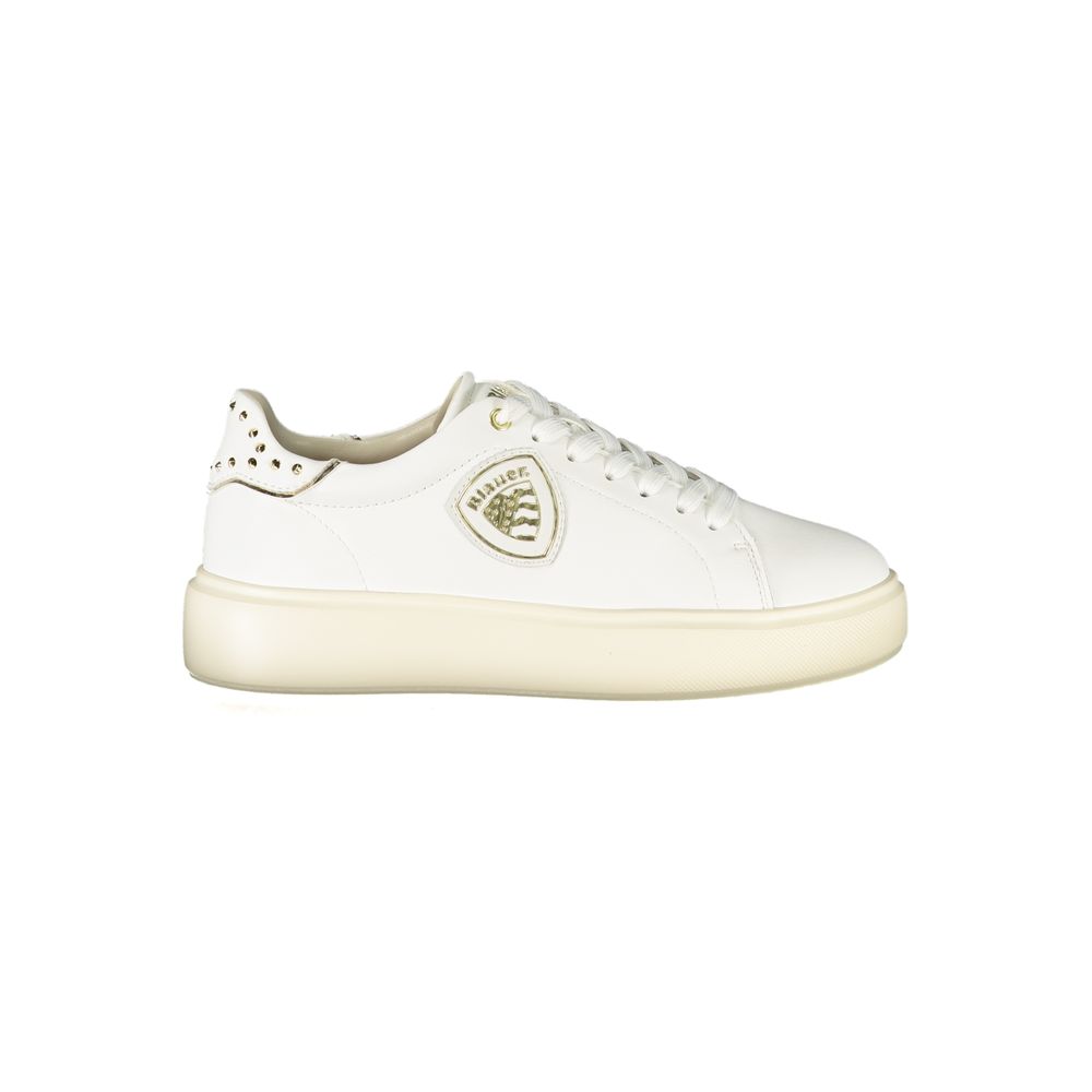 Blauer Women's White Sneakers with Contrasting Details and Applied Studs