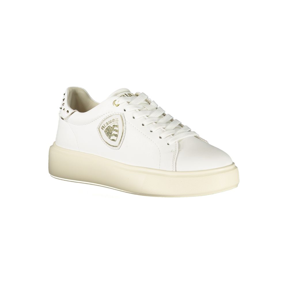 Blauer Women's White Sneakers with Contrasting Details and Applied Studs