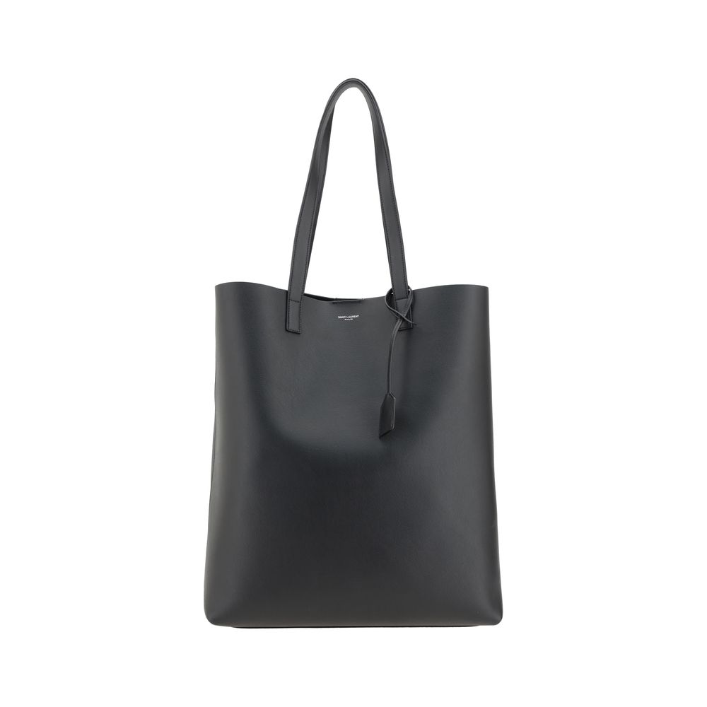 Saint Laurent Bold Black Leather Men's Shopping Bag