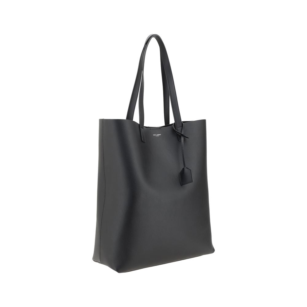 Saint Laurent Bold Black Leather Men's Shopping Bag