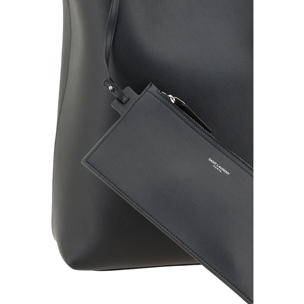 Saint Laurent Bold Black Leather Men's Shopping Bag