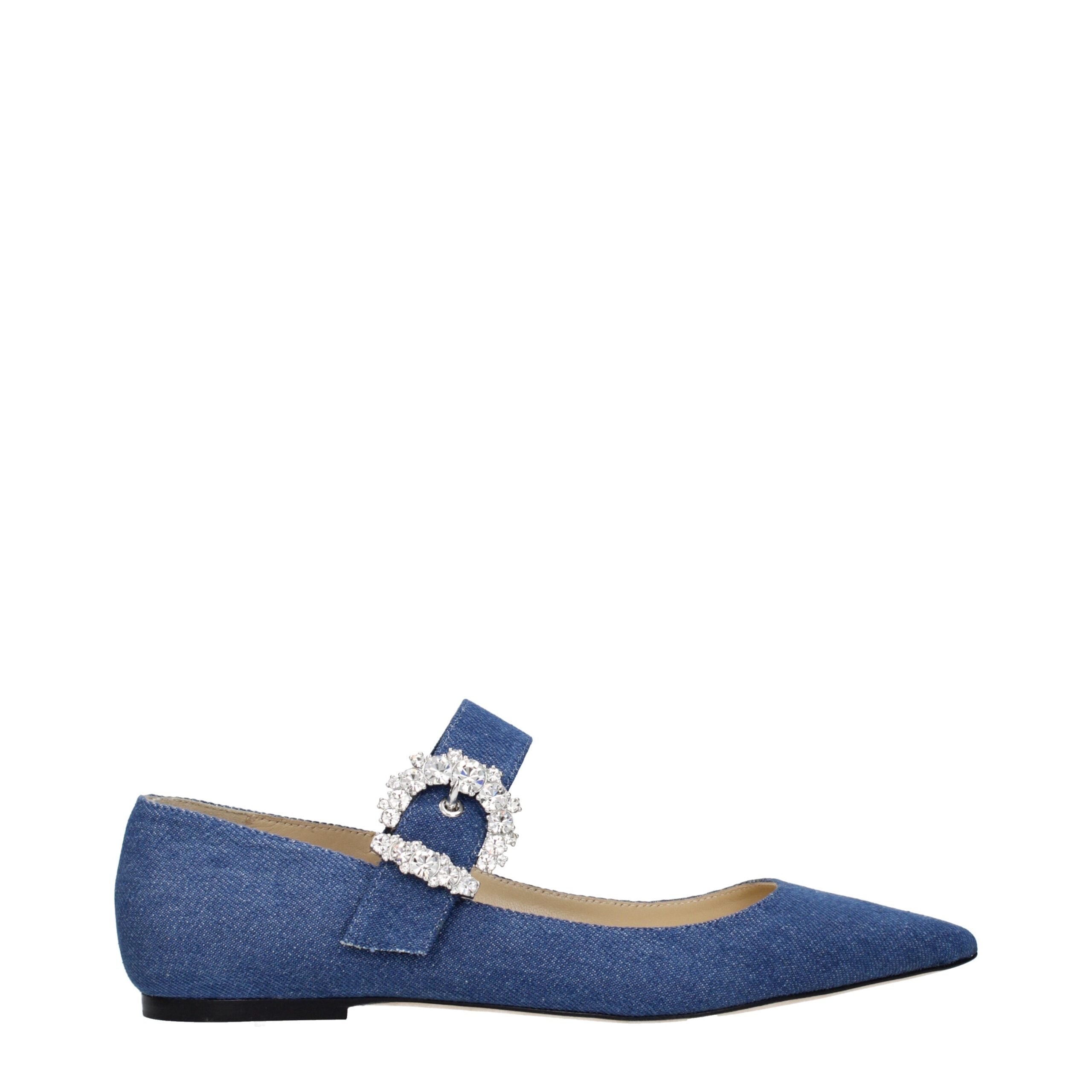 Jimmy Choo CHERI FLAT Ballerinas in Blue Denim Fabric