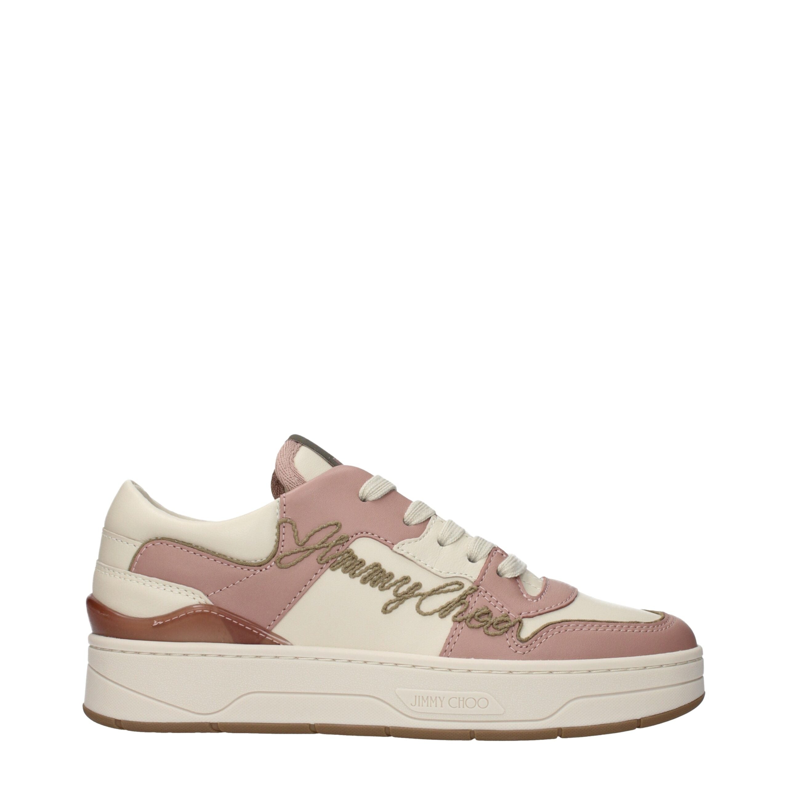 Jimmy Choo FLORENT Sneakers in Khaki Pink and Green Leather
