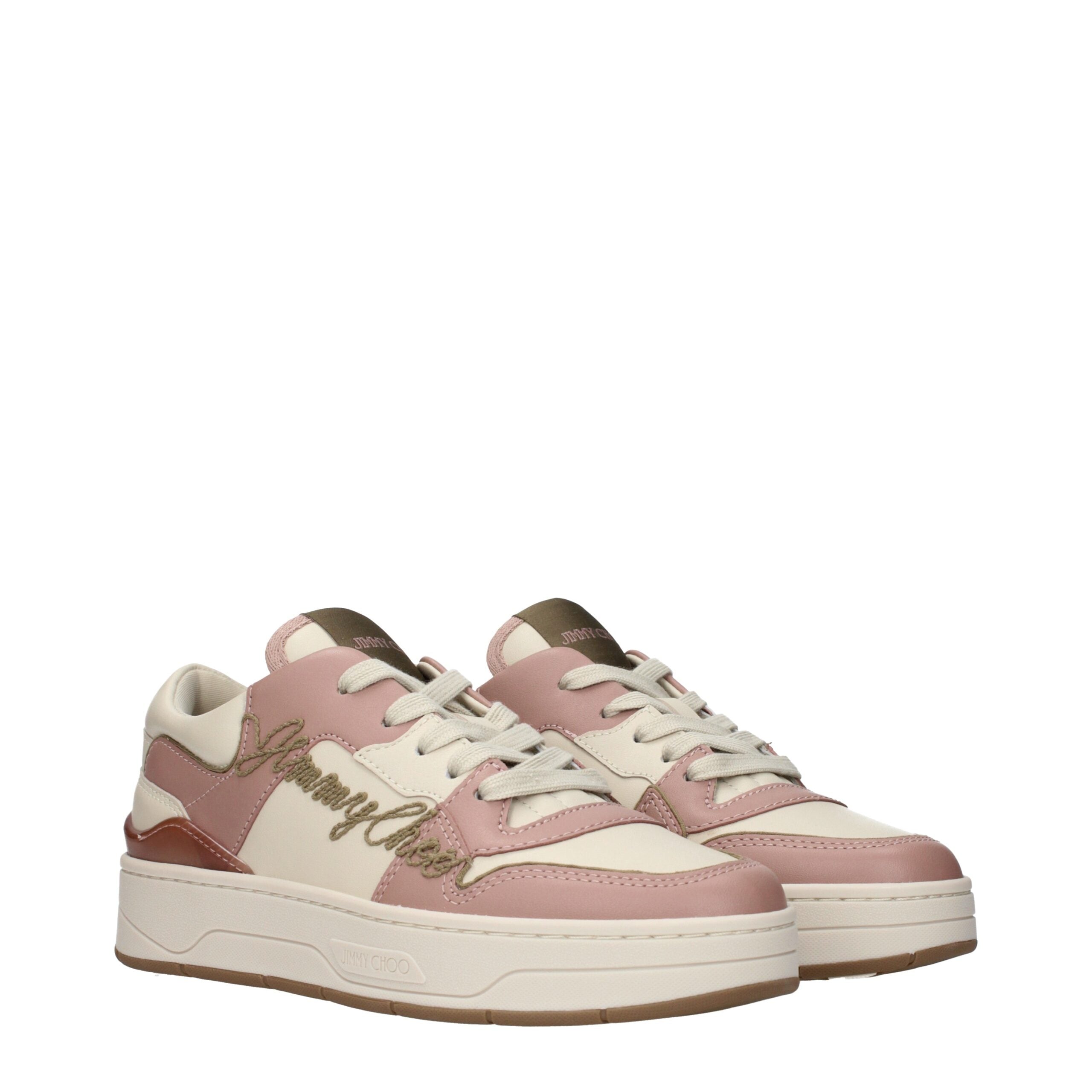 Jimmy Choo FLORENT Sneakers in Khaki Pink and Green Leather
