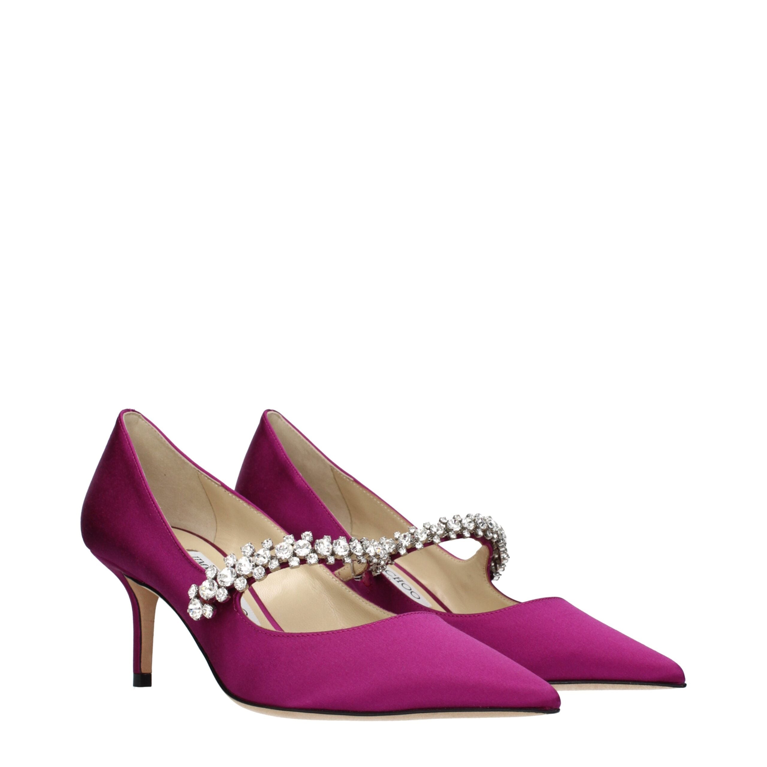 Jimmy Choo BING 65 Fuchsia Satin Crystal Pumps 6.5cm Heel