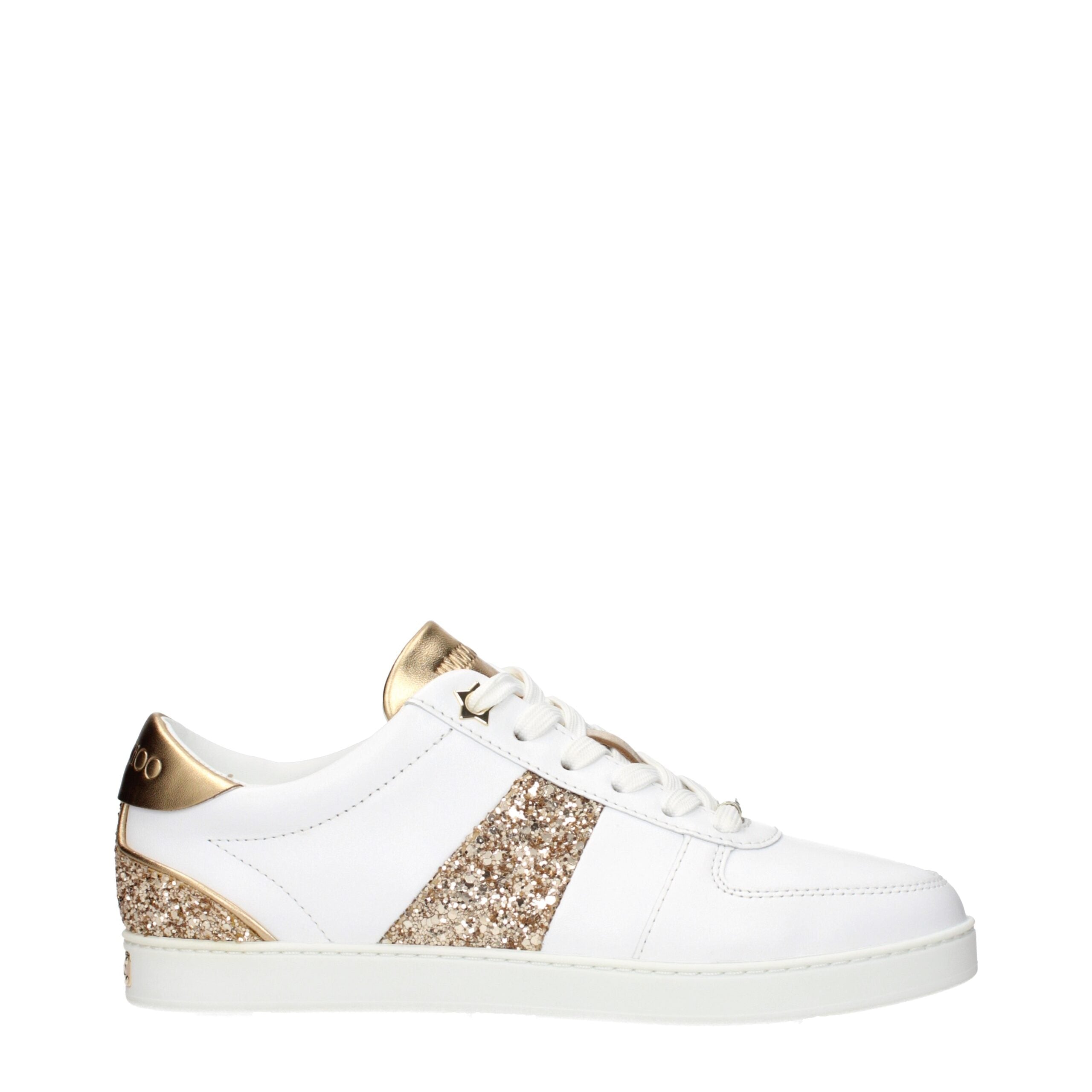 Jimmy Choo TERIO Y Sneakers in White and Gold Genuine Leather