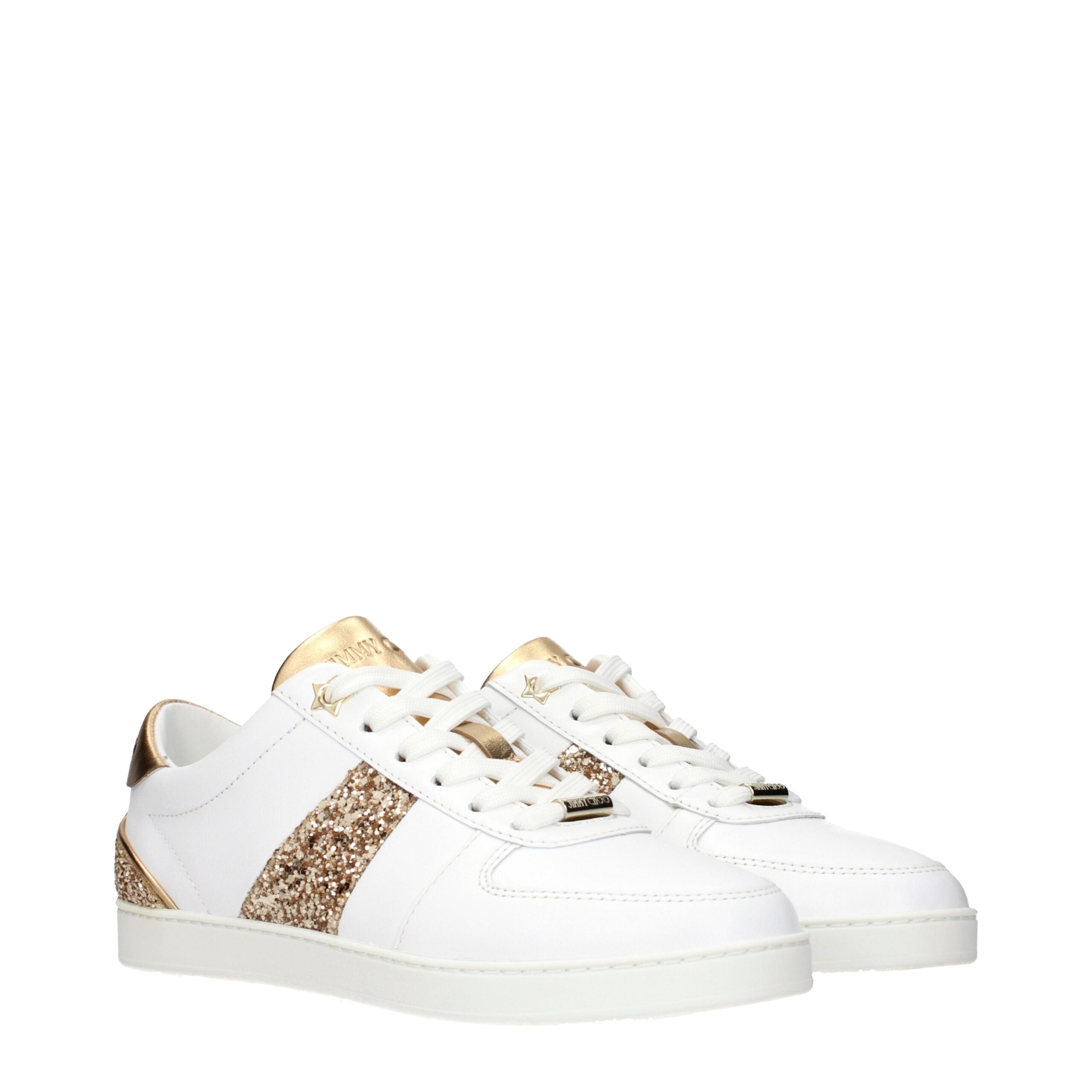 Jimmy Choo TERIO Y Sneakers in White and Gold Genuine Leather