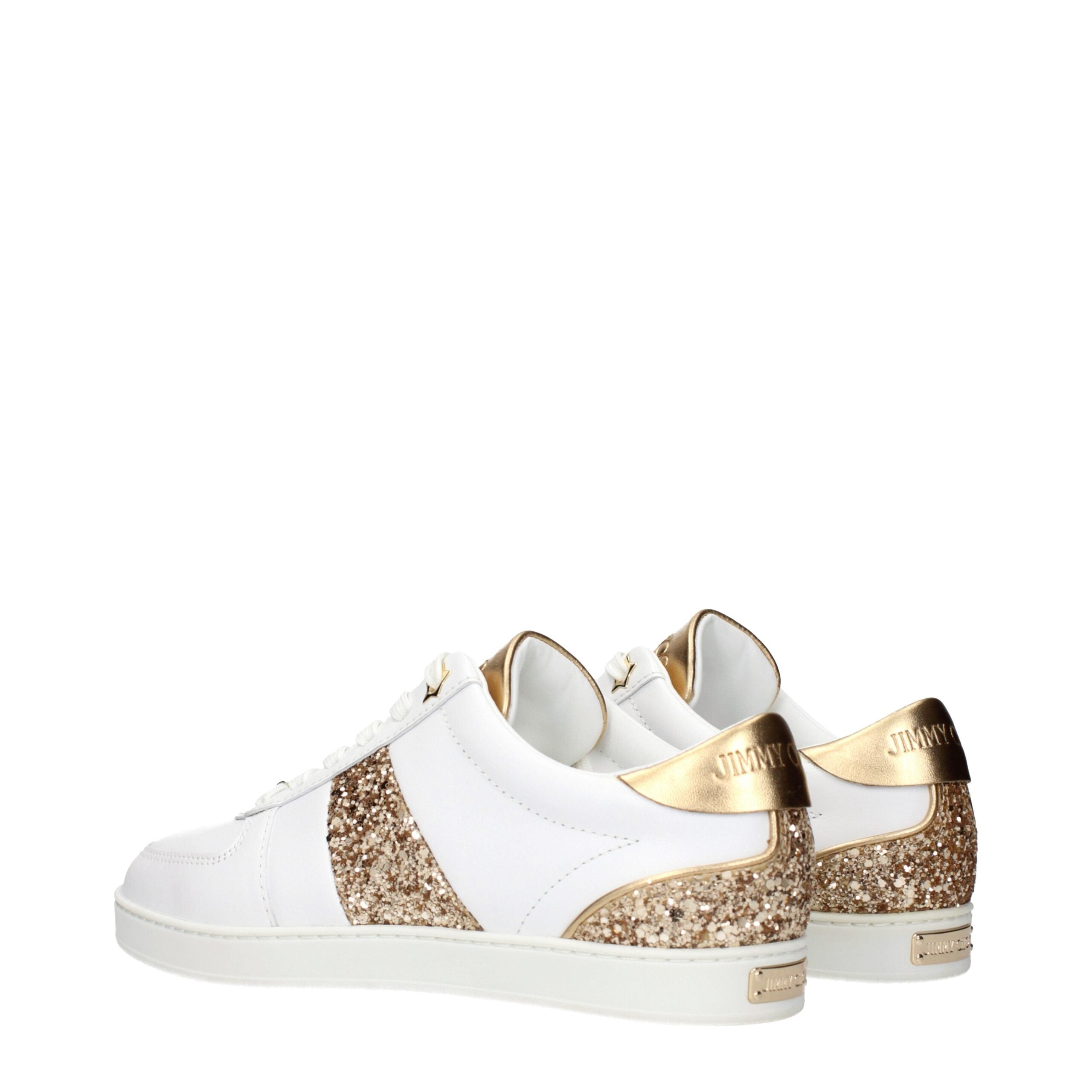 Jimmy Choo TERIO Y Sneakers in White and Gold Genuine Leather