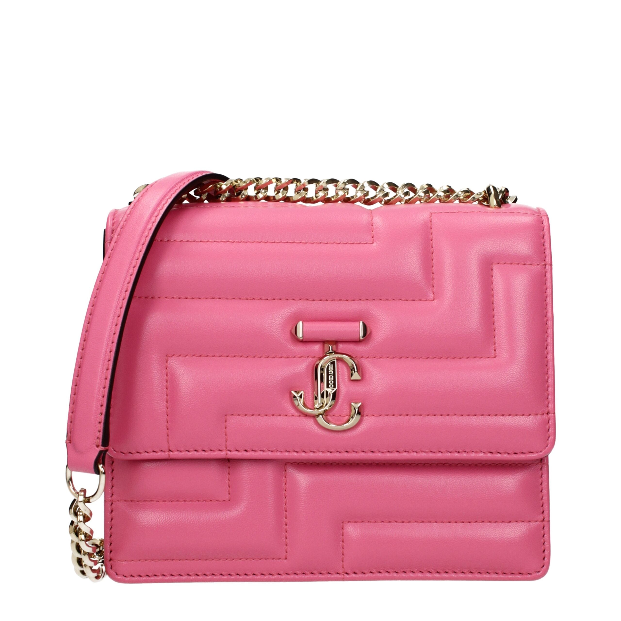 Jimmy Choo VARENNE AVENUE Shoulder Bag in Pink Genuine Leather