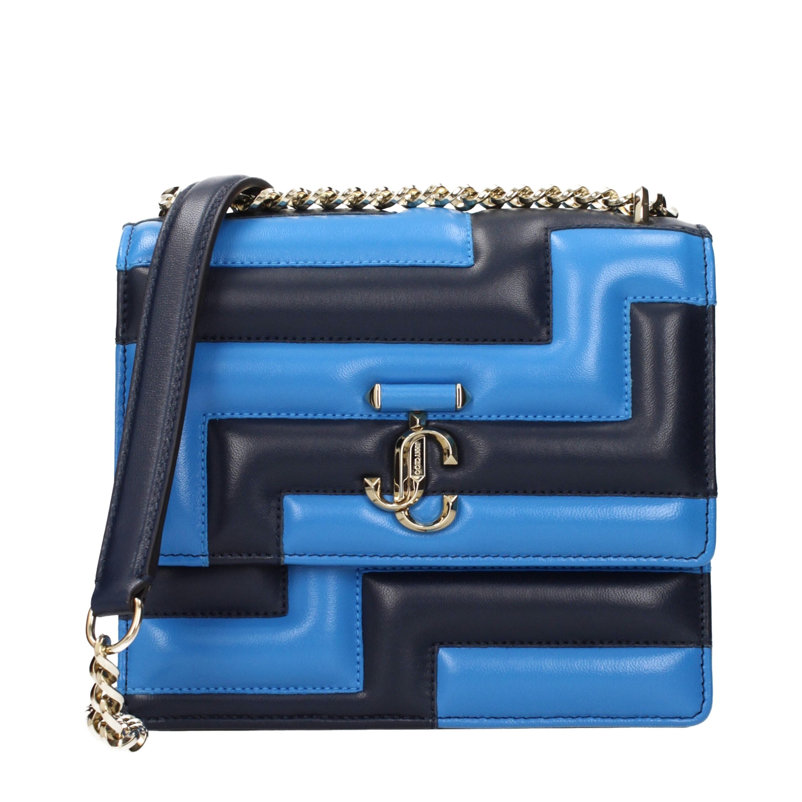 Jimmy Choo AVENUE QUAD Shoulder Bag in Blue Genuine Leather