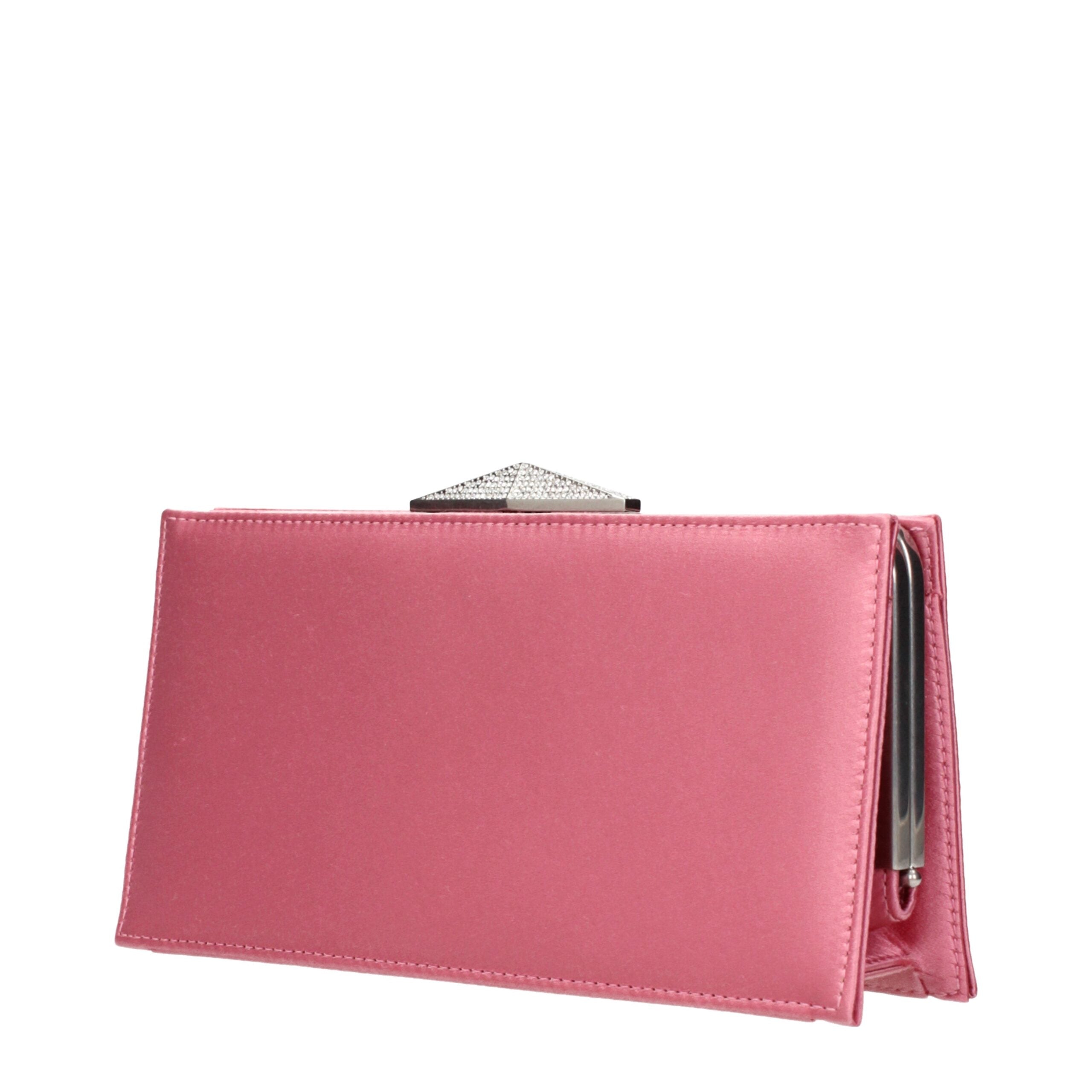 Jimmy Choo Diamond Cocktail Clutch in Pink Satin with Removable Handle