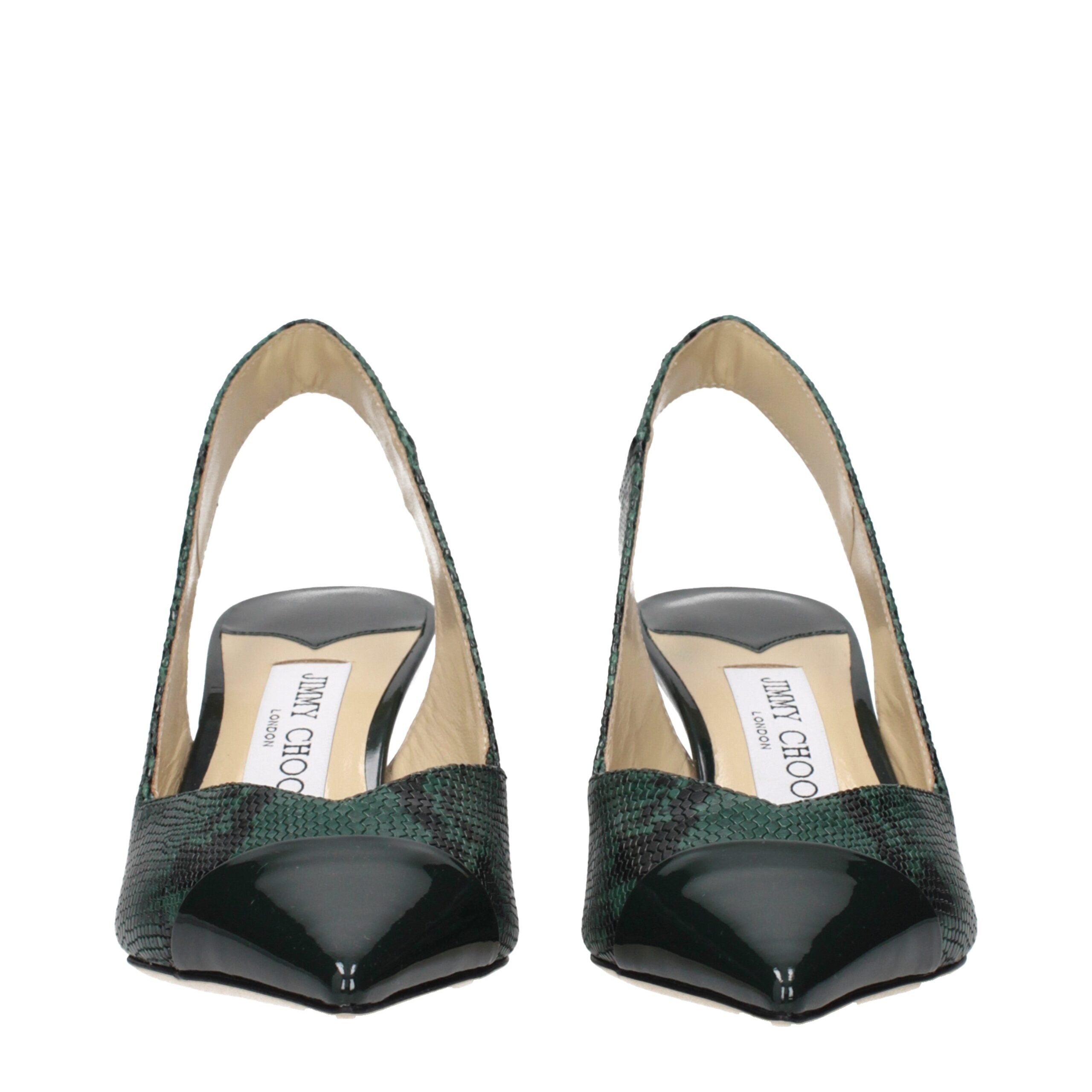 Jimmy Choo LIYA 65 Sandals in Dark Green Genuine Leather, 6.5 cm Heel