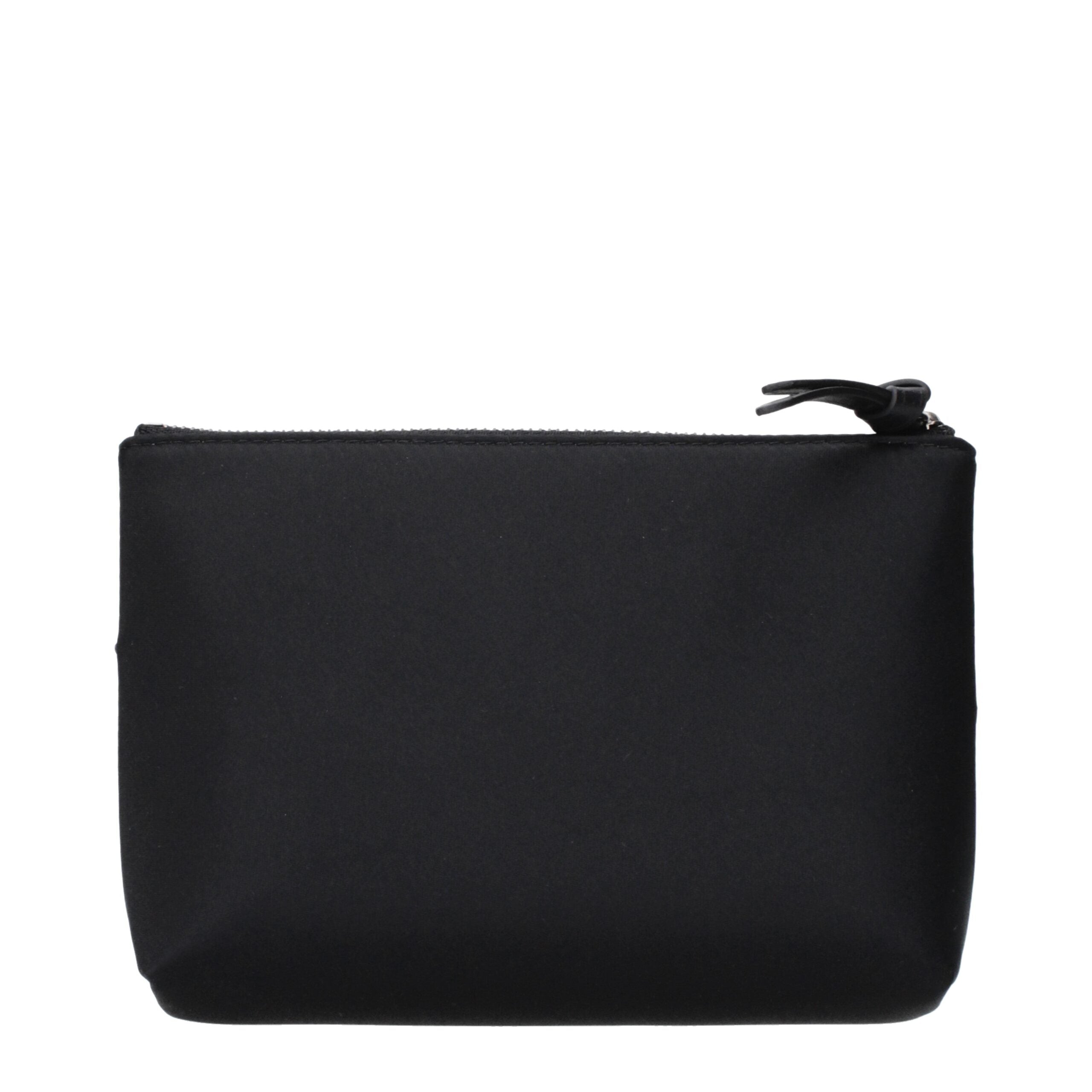 Jimmy Choo RAINA POUCH Black Satin Clutch with Front Logo
