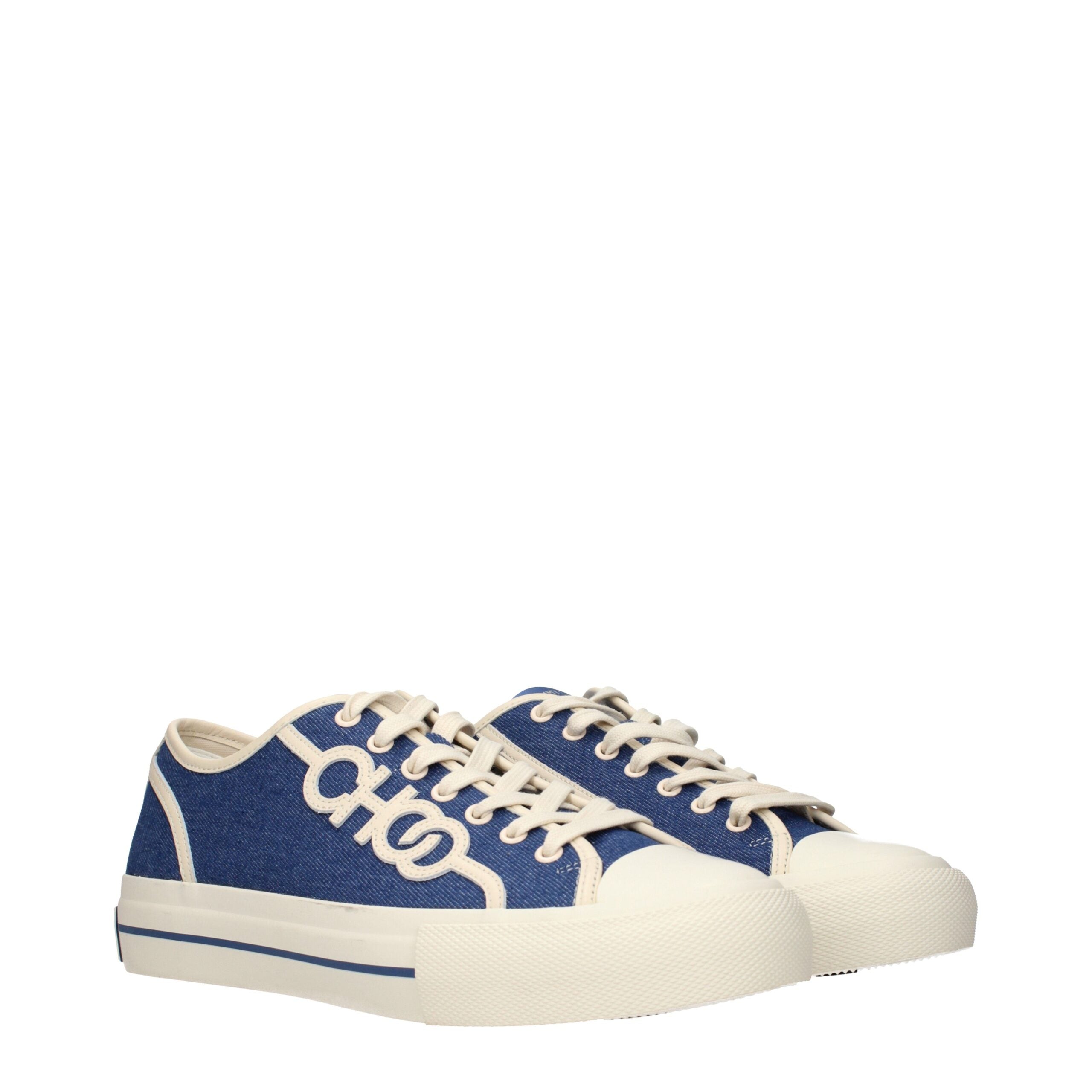 Jimmy Choo FENIX LOW Sneakers in Mixed Blue Denim Fabric