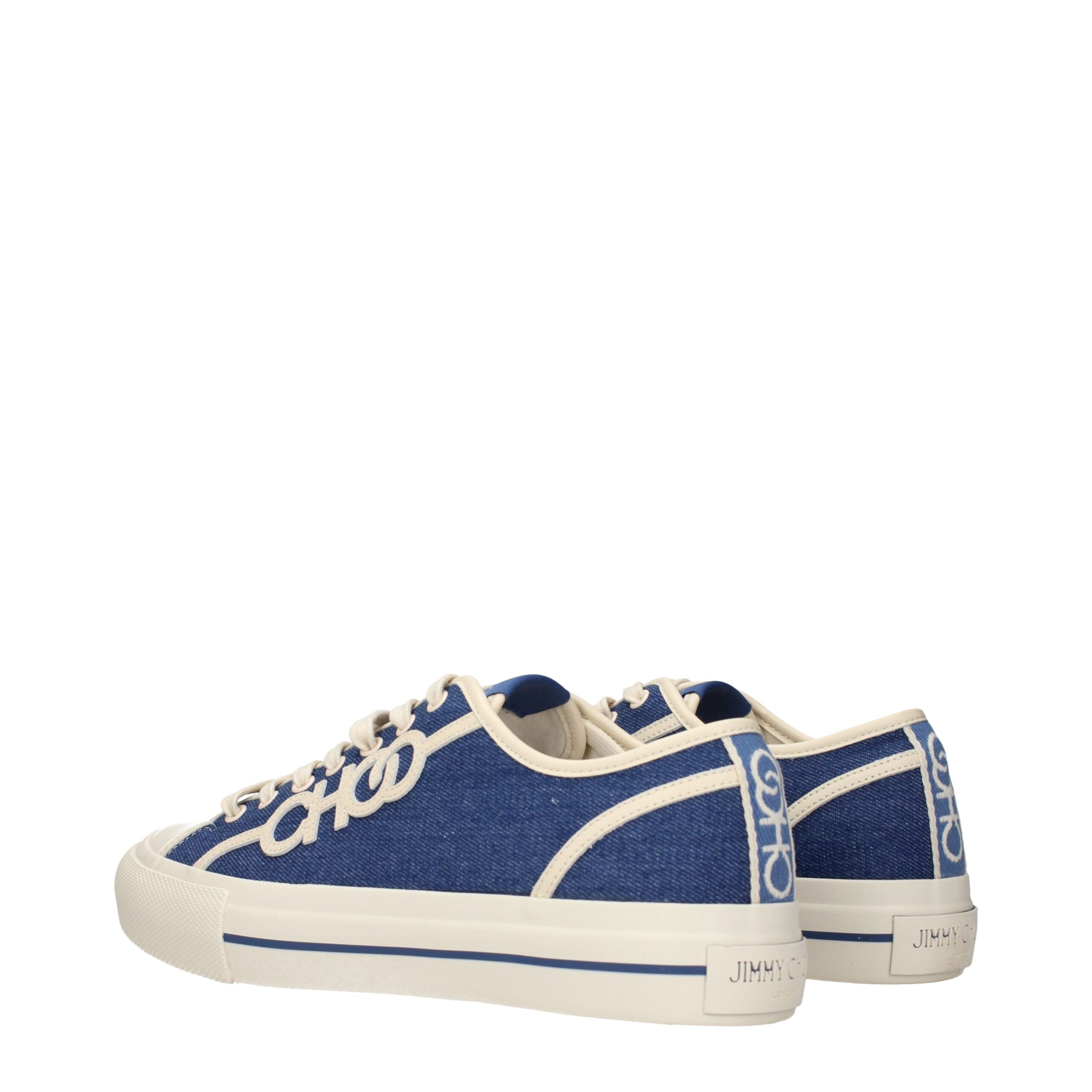 Jimmy Choo FENIX LOW Sneakers in Mixed Blue Denim Fabric