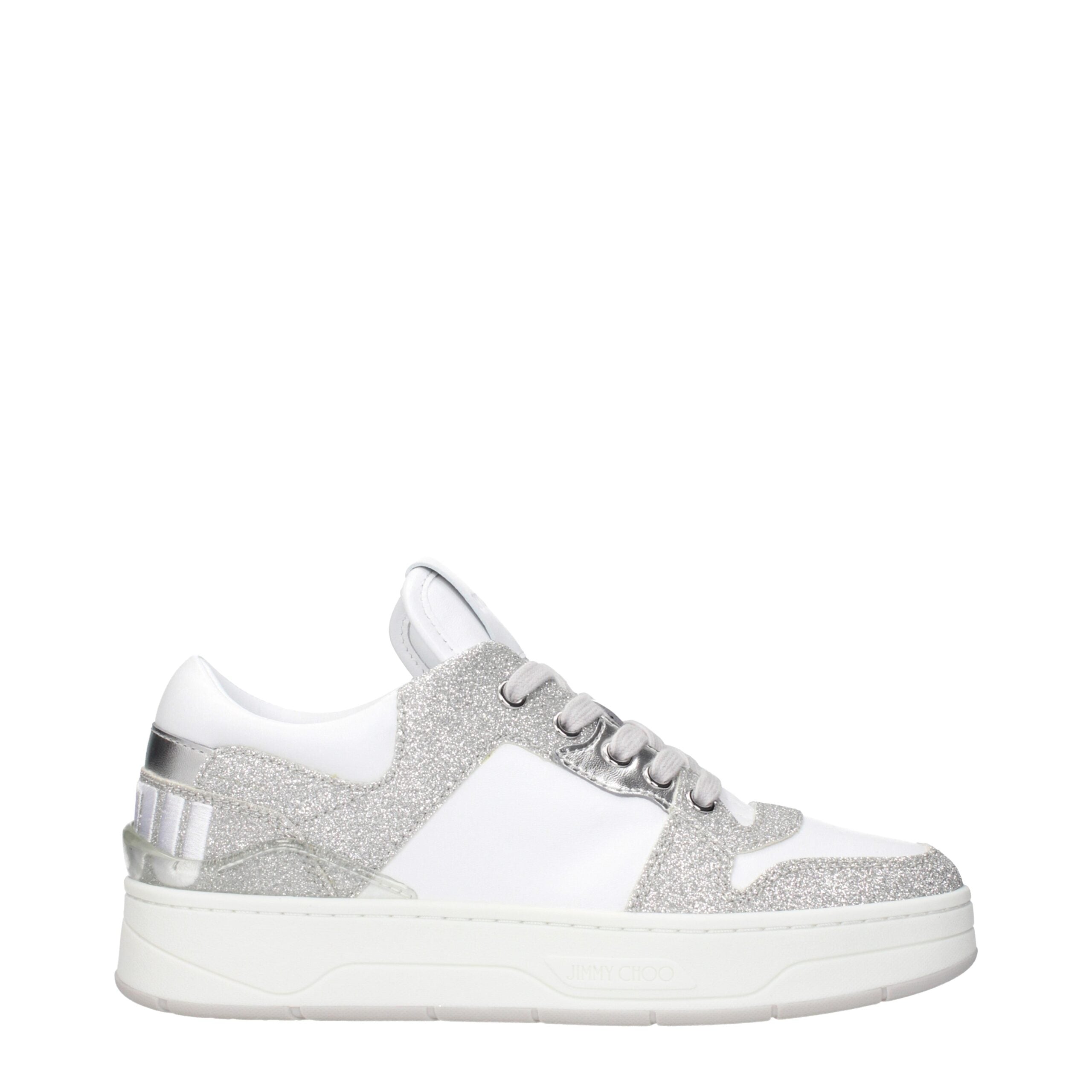 Jimmy Choo FLORENT Sneakers in White and Silver Leather