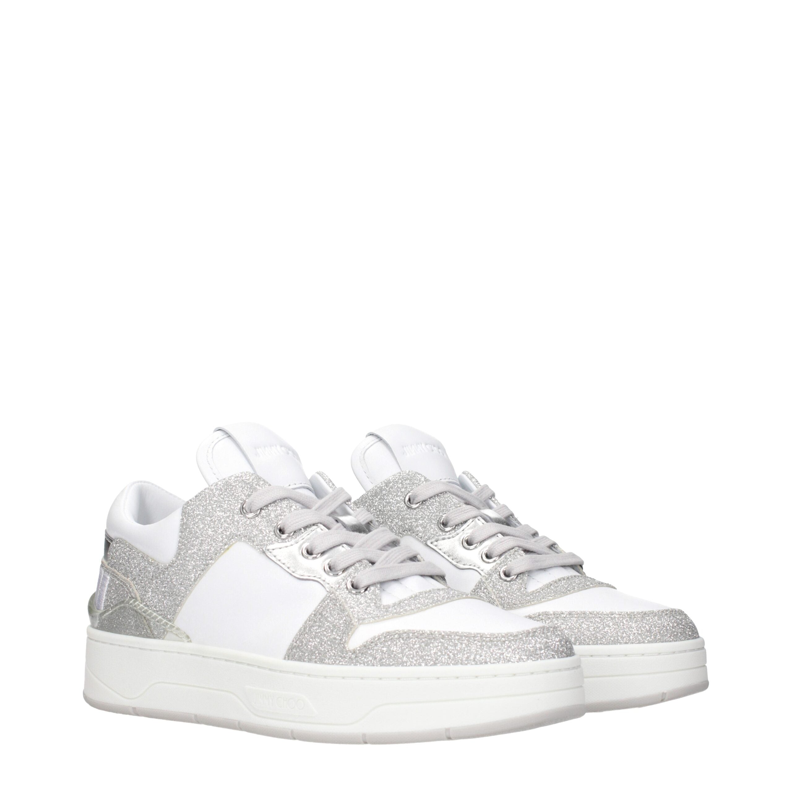 Jimmy Choo FLORENT Sneakers in White and Silver Leather