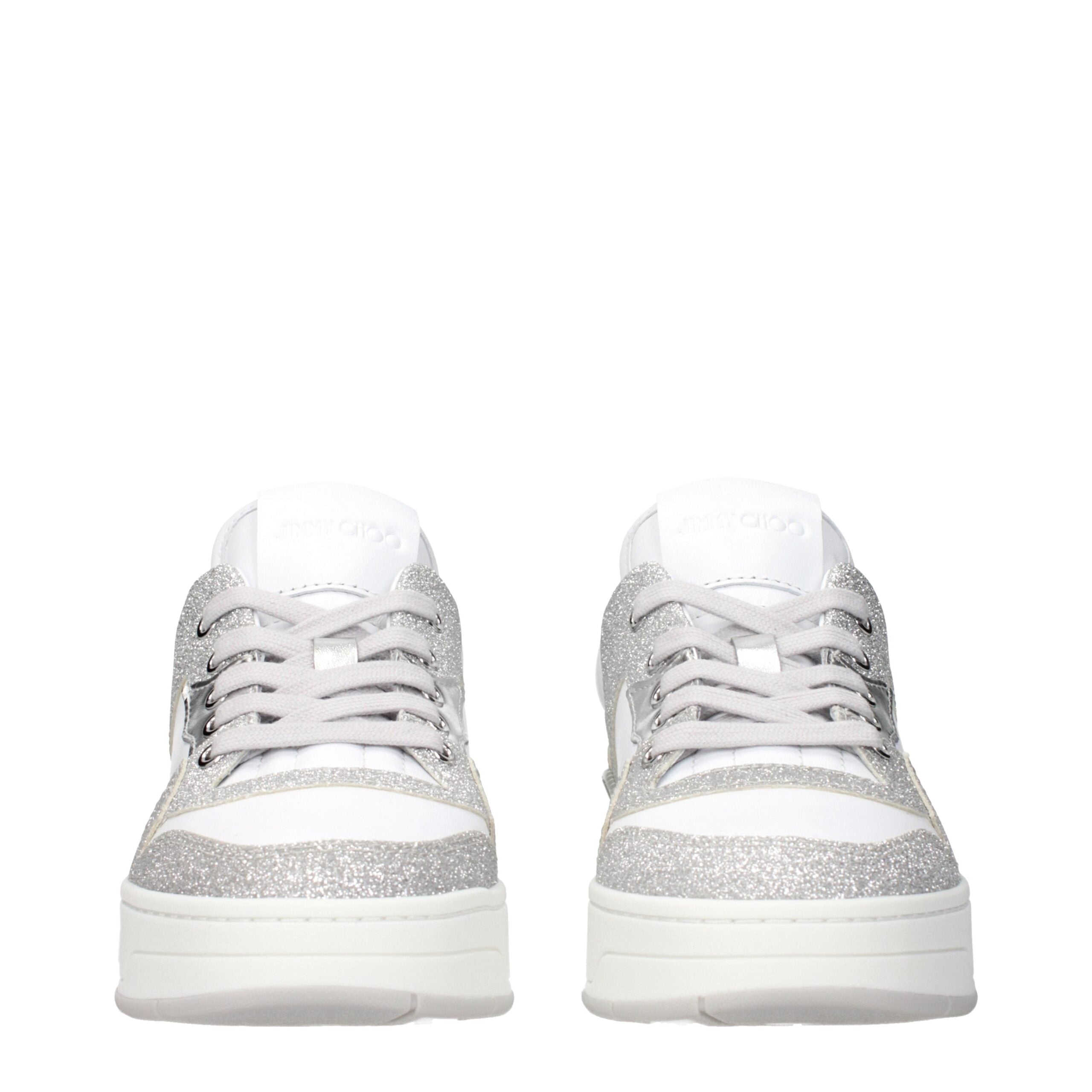 Jimmy Choo FLORENT Sneakers in White and Silver Leather