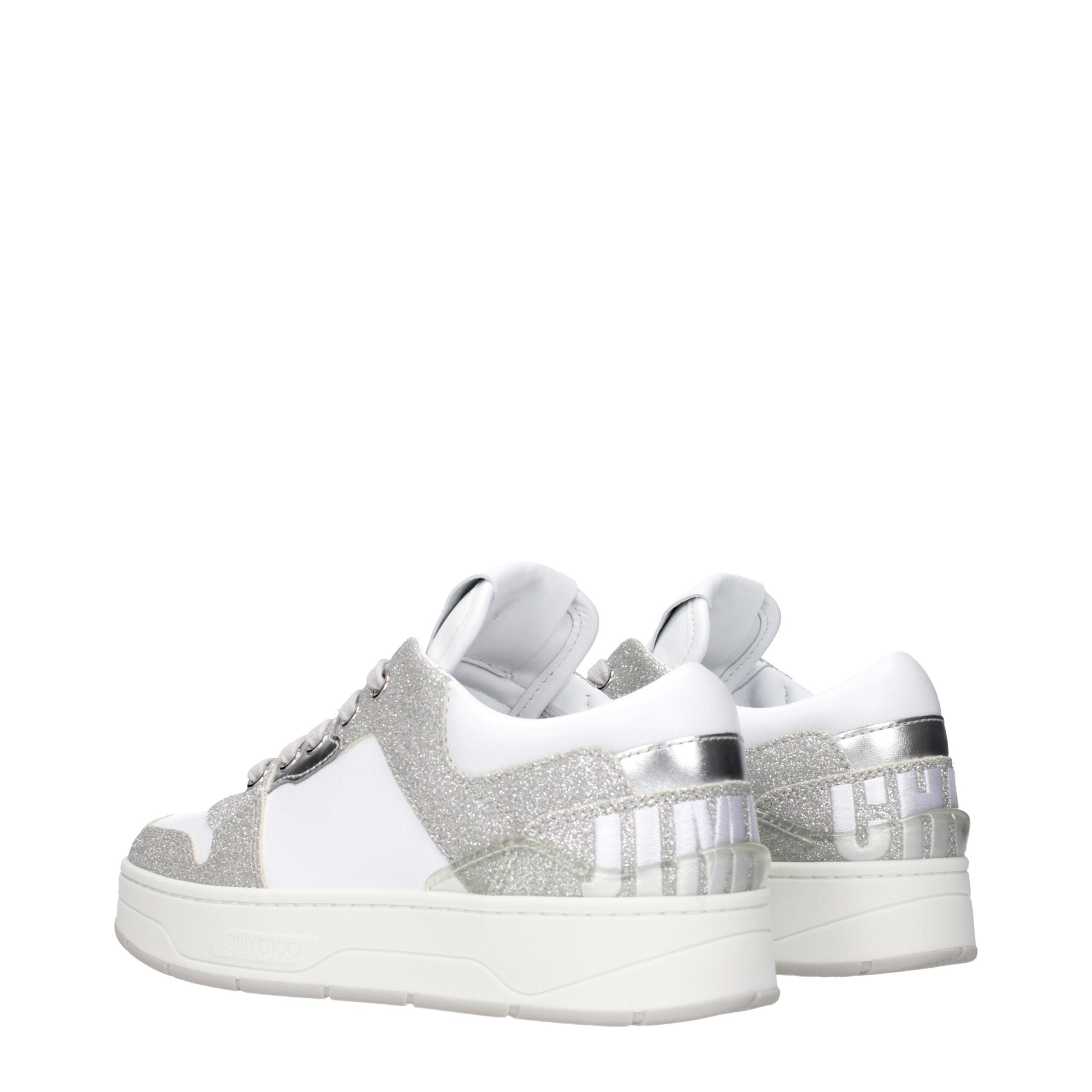 Jimmy Choo FLORENT Sneakers in White and Silver Leather