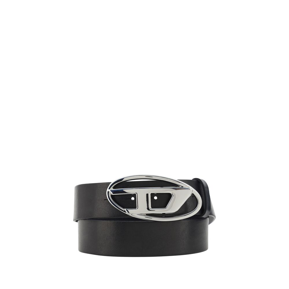 Diesel Belt in Black Calfskin, 3D Logo Buckle