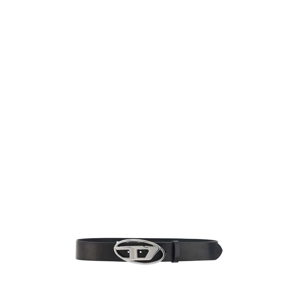 Diesel Belt in Black Calfskin, 3D Logo Buckle