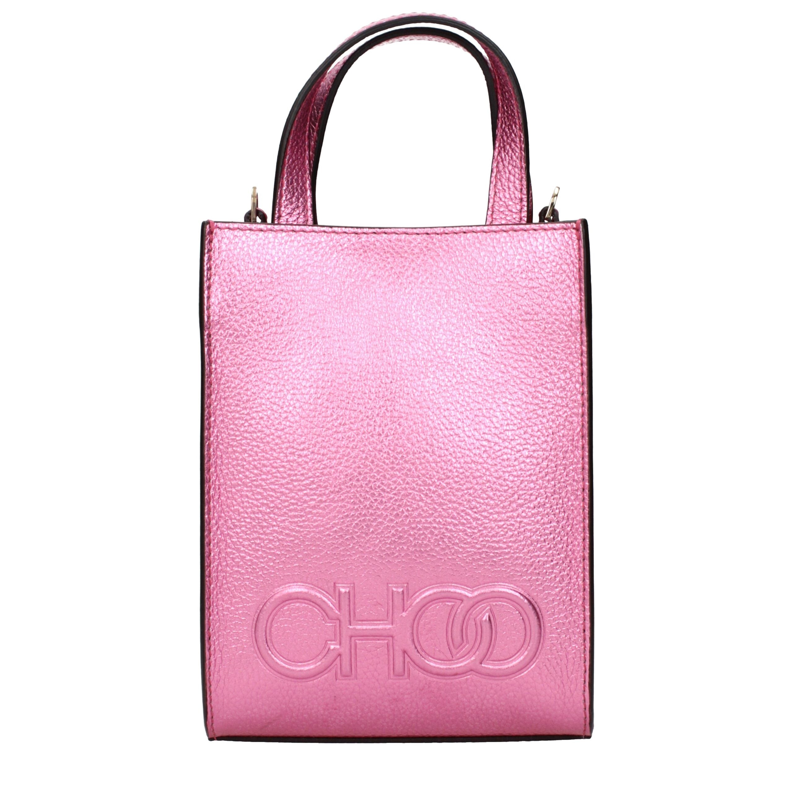 Jimmy Choo CHOOMINITOTE Mini Tote Bag in Metallic Fuchsia Leather