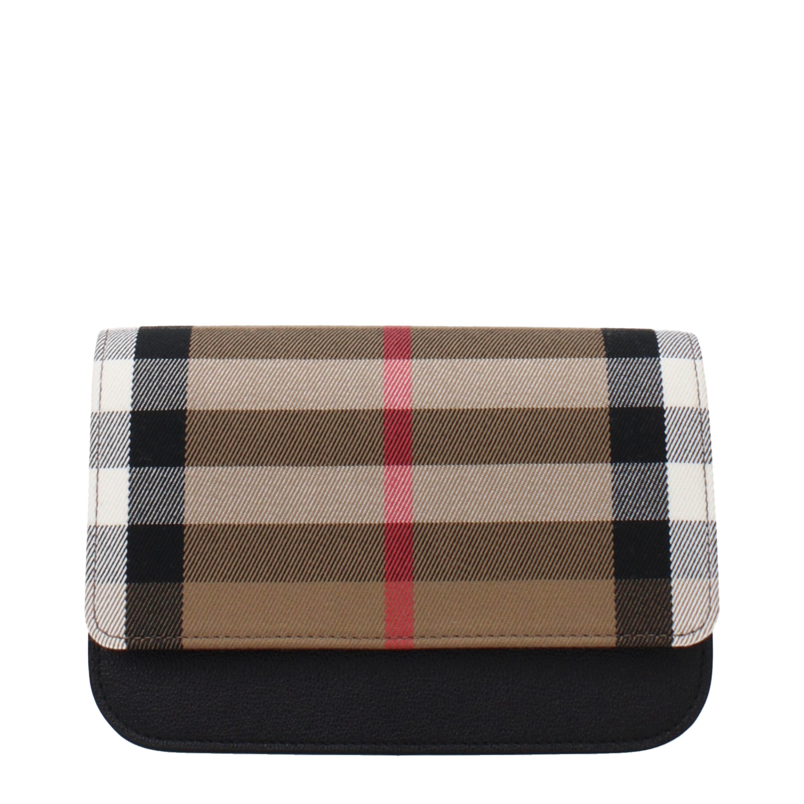 Burberry Clutch Bag in Beige Fabric, Adjustable and Removable Shoulder Strap