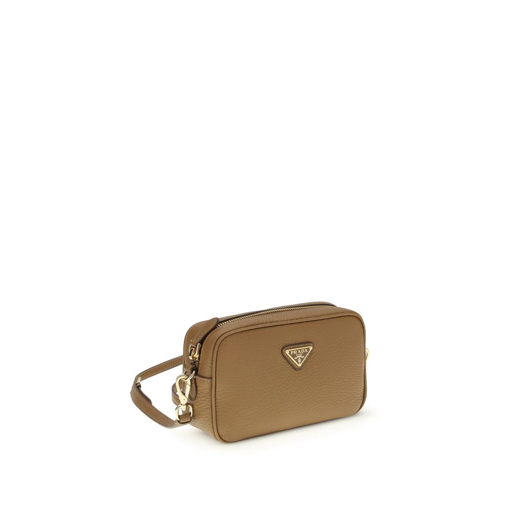 Prada Mini Borsa a Tracolla in Pelle di Vitello Beige (17x17x5 cm)