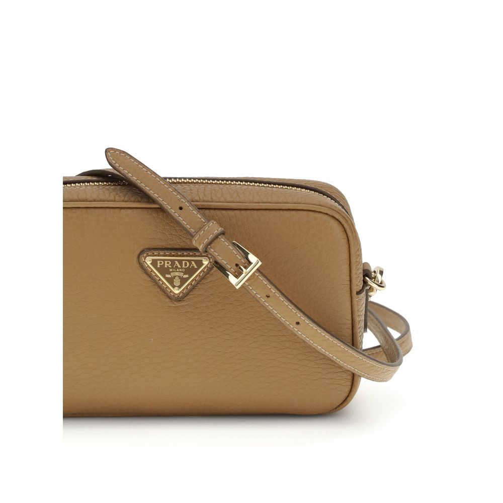 Prada Mini Borsa a Tracolla in Pelle di Vitello Beige (17x17x5 cm)