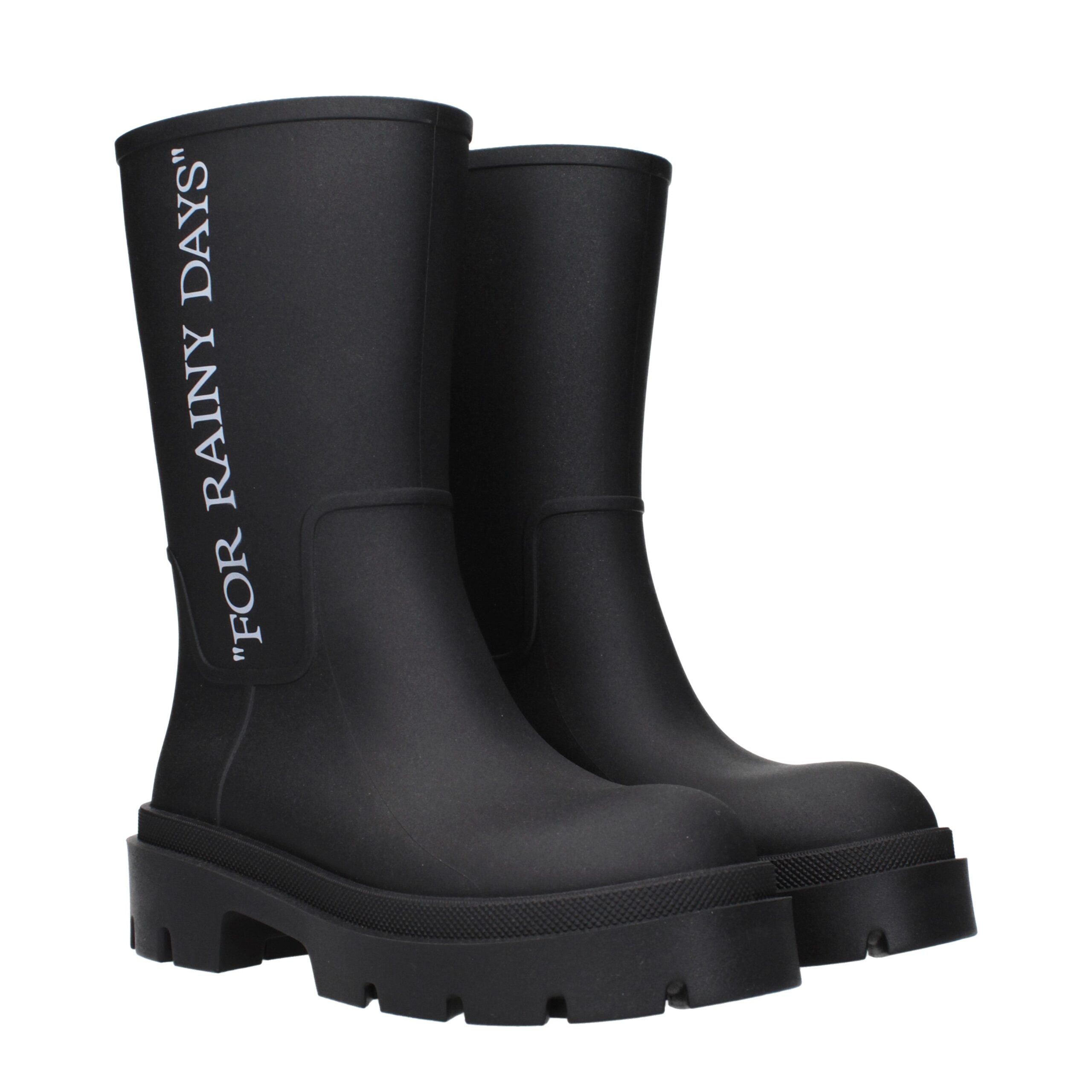 Off-White Black Rubber Ankle Boots with Back Logo Detail