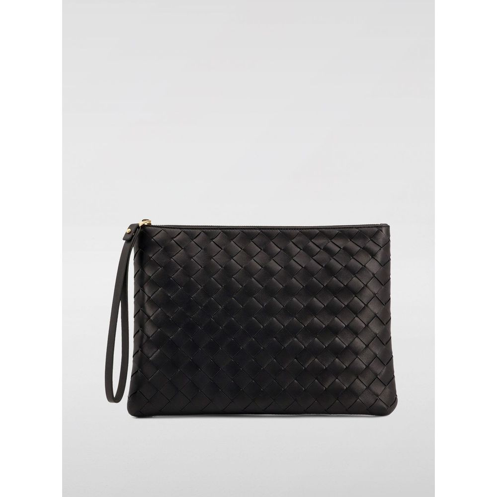 Bottega Veneta Black Intrecciato Leather Zip-Up Handbag