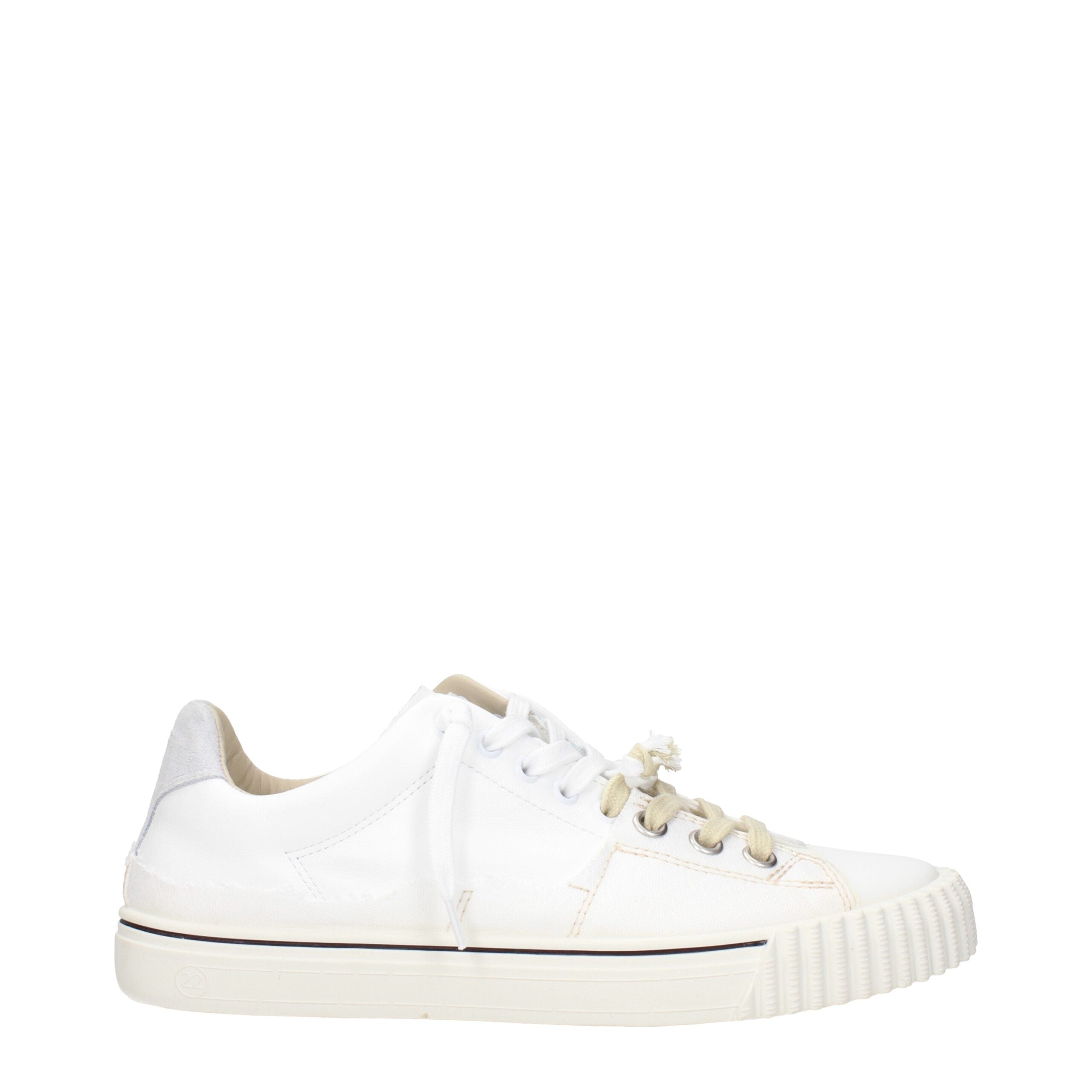 Maison Margiela Low Top Sneakers in White Leather with Logo