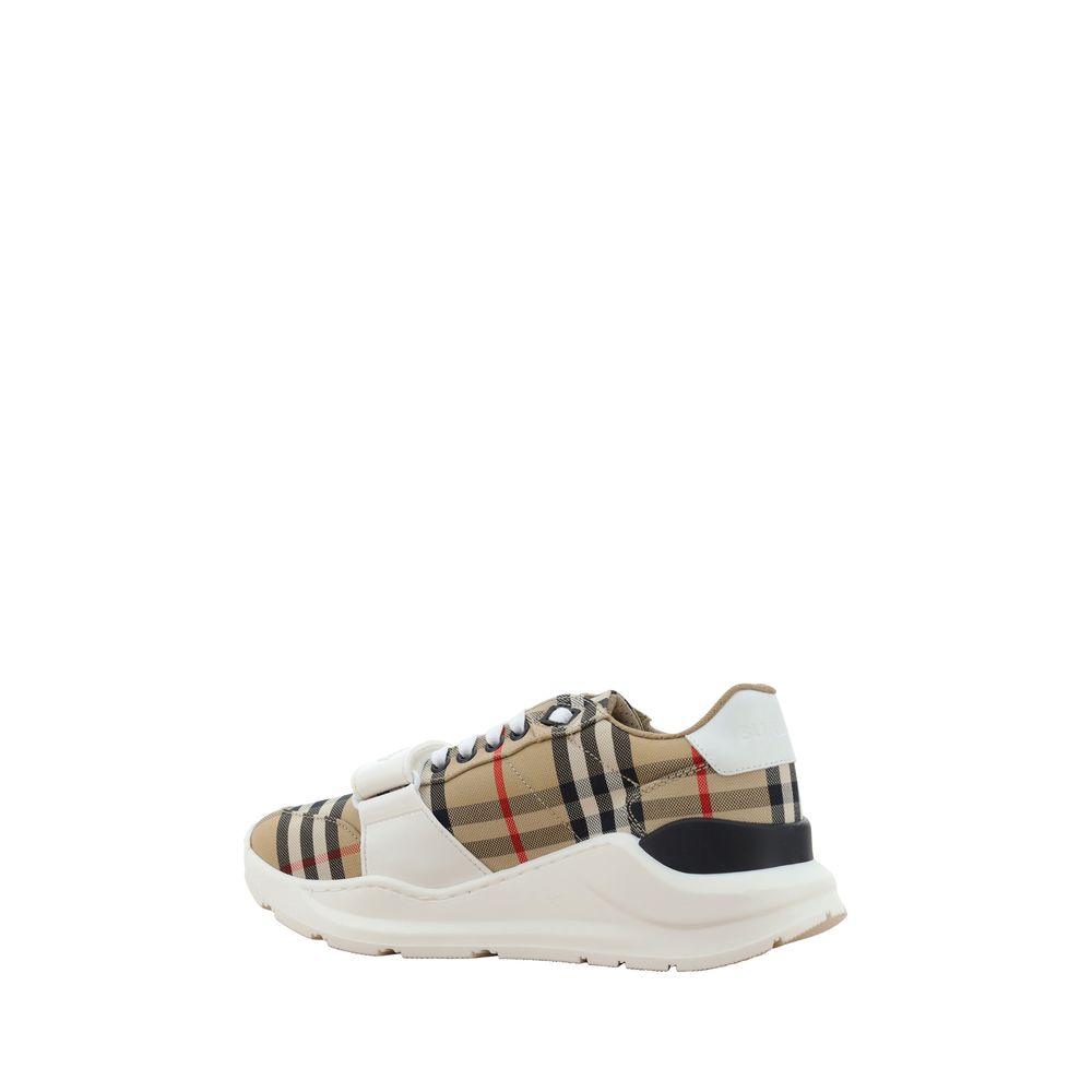 Burberry New Regis Athletic Sneakers in Beige Archive Check Cotton