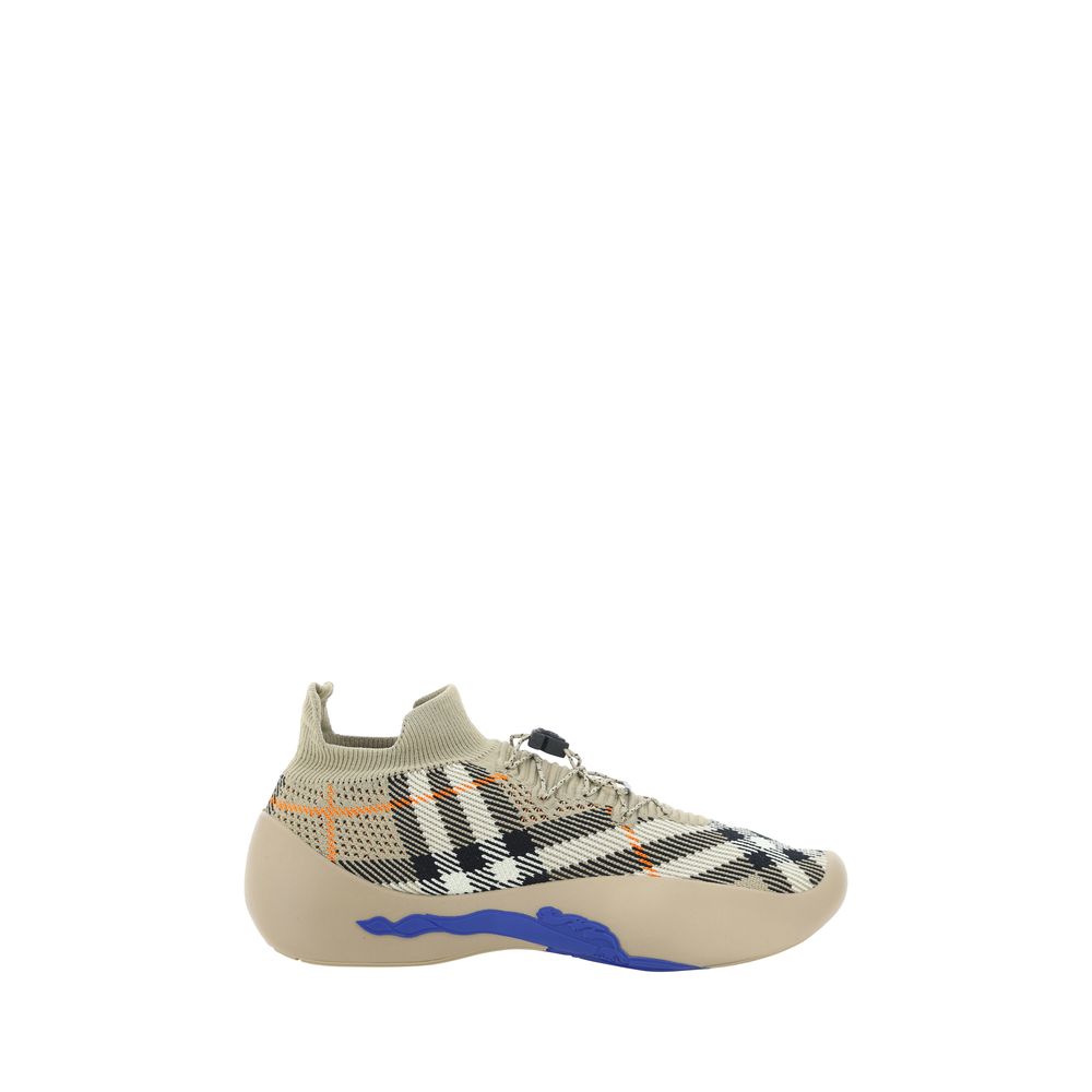 Burberry Neptune Athletic Sneakers in Brown Rubber Archive Check
