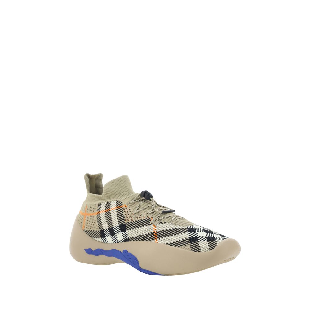 Burberry Neptune Athletic Sneakers in Brown Rubber Archive Check