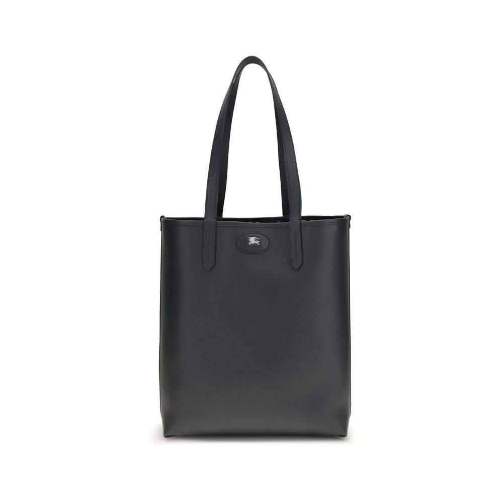 Burberry Bloomsbury Reversible Tote Bag in Black Leather and Check Canvas