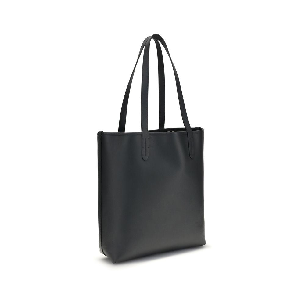 Burberry Bloomsbury Reversible Tote Bag in Black Leather and Check Canvas