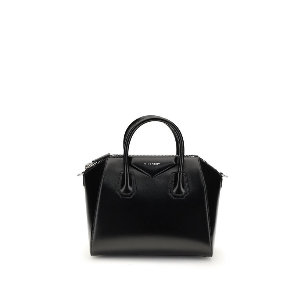 Givenchy Antigona Small Box Handbag in Black Calfskin with Gold Hardware