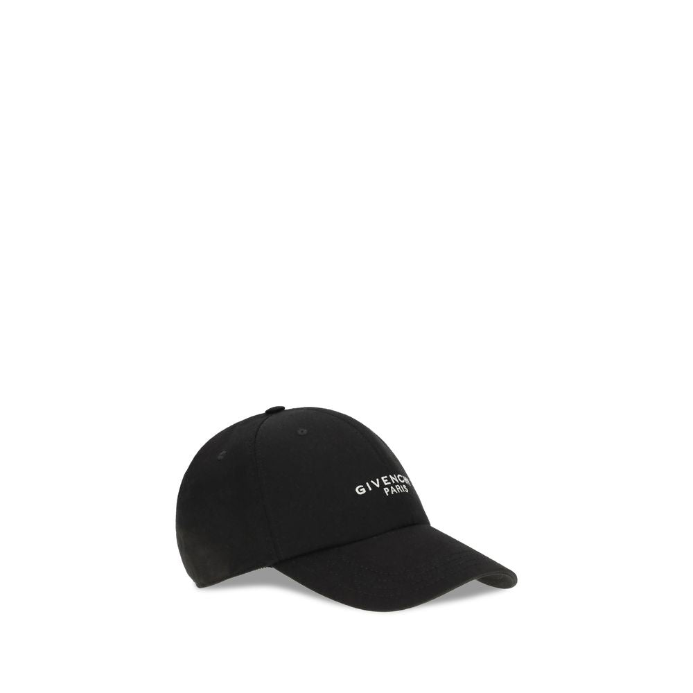 Givenchy Black Cotton Twill Baseball Hat with Logo Metal Buckle