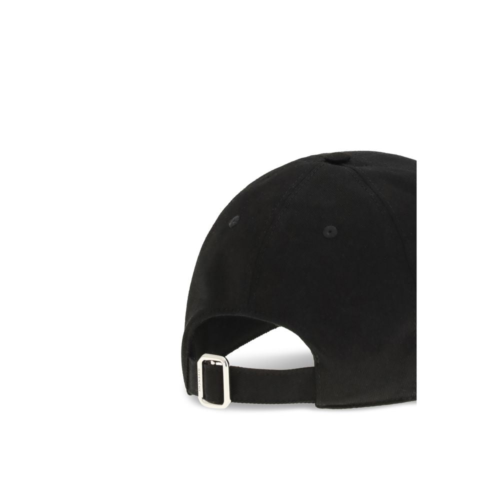 Givenchy Black Cotton Twill Baseball Hat with Logo Metal Buckle