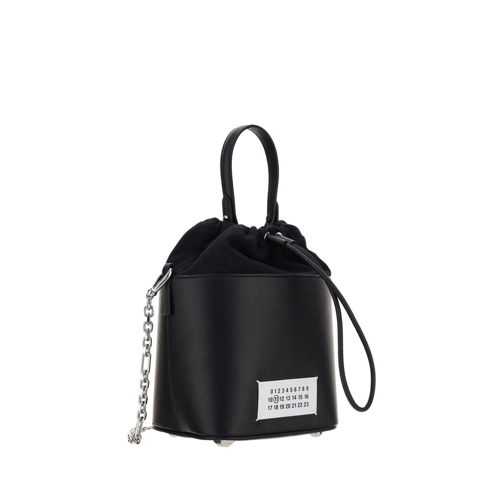 Maison Margiela Black Calfskin Bucket Bag with Chain