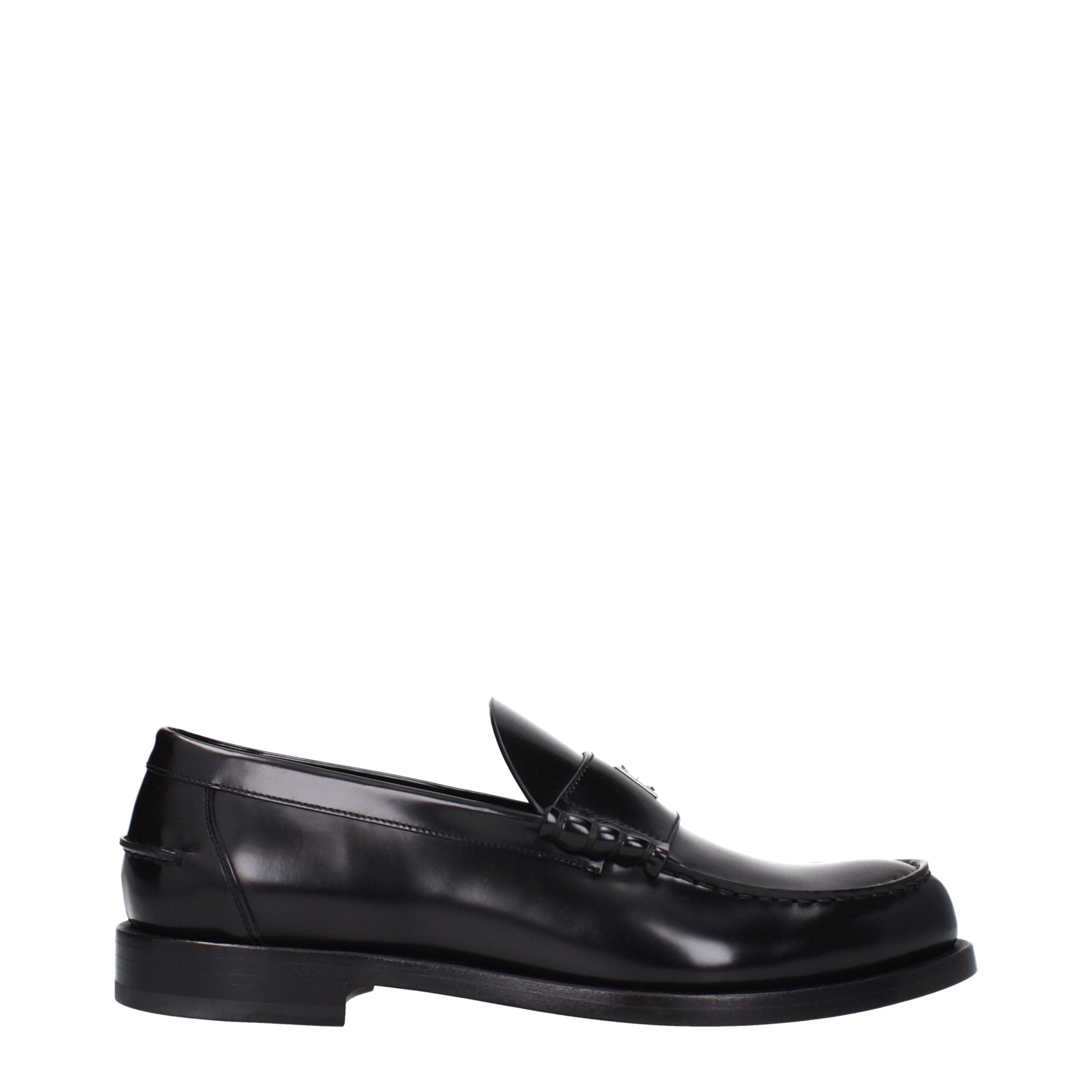 Givenchy Black Leather Slip-On Loafers with Front Logo and Round Toe