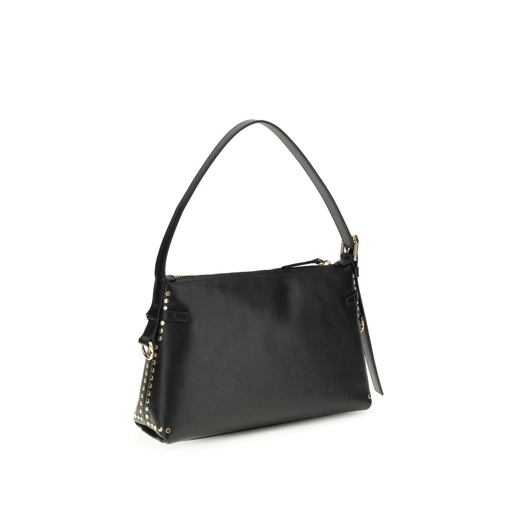 Borsa Givenchy Voyou a Spalla Nera in Pelle di Vitello, Silhouette a V e Dettagli Gold-Tone