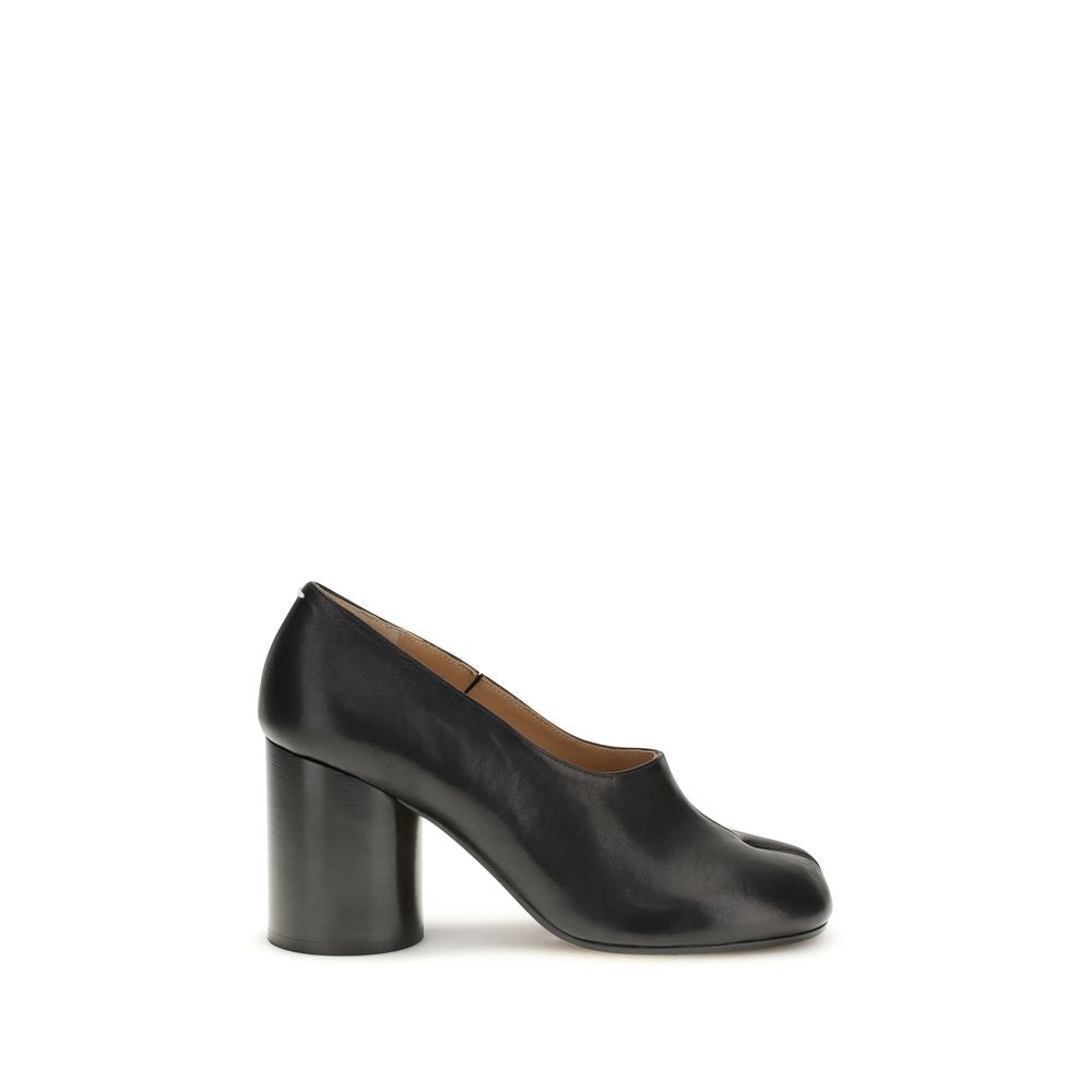 Maison Margiela Tabi Pumps in Black Nappa Leather with Cylindrical Heel