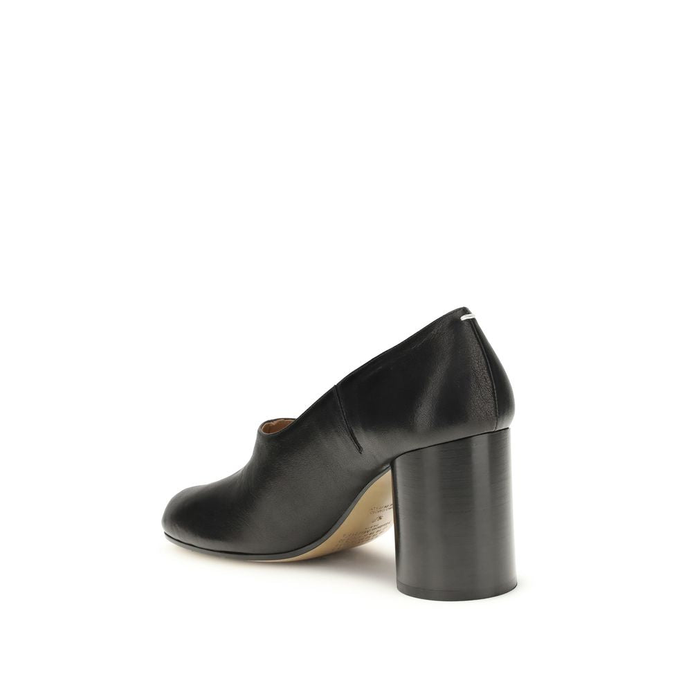 Maison Margiela Tabi Pumps in Black Nappa Leather with Cylindrical Heel