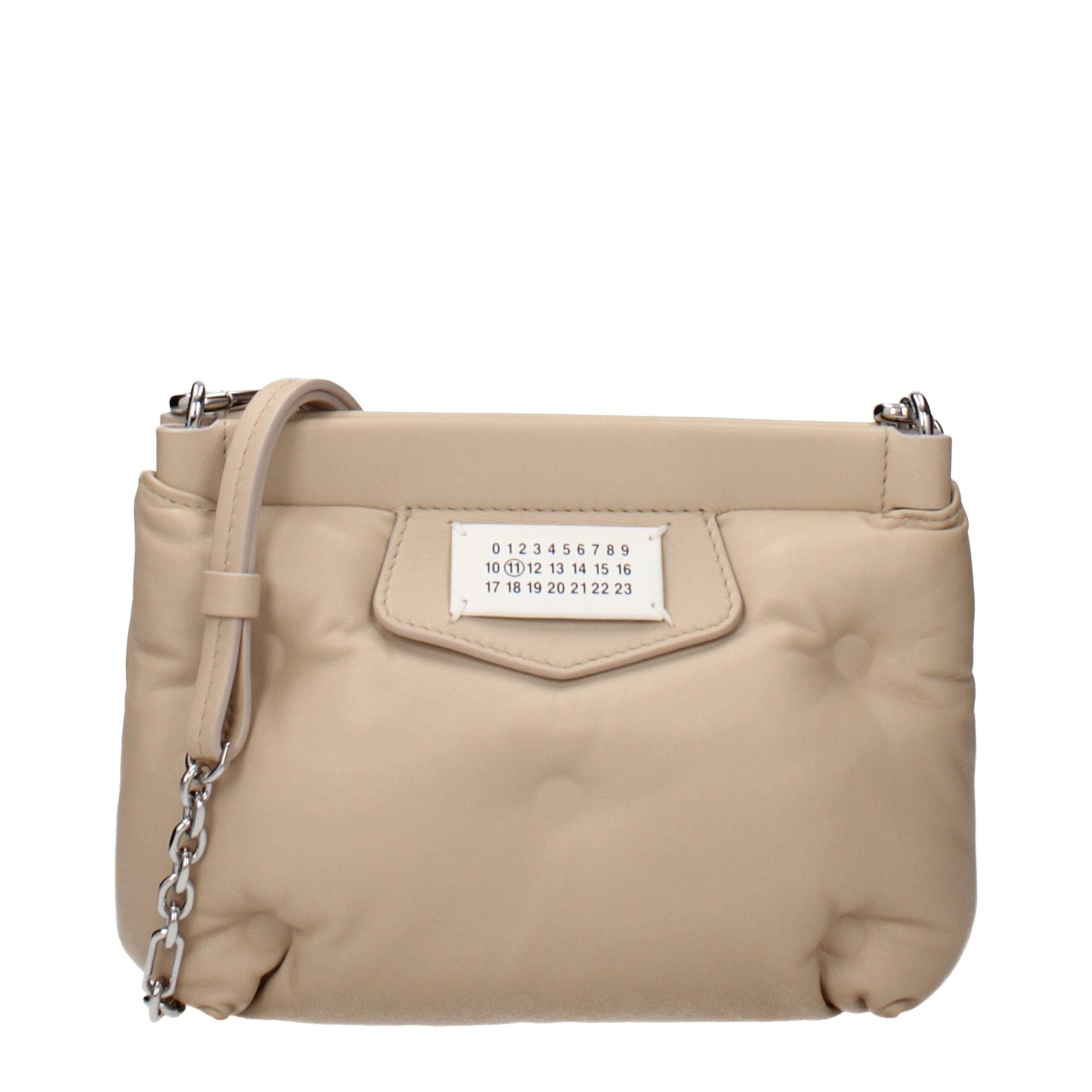 Maison Margiela Beige Leather Crossbody Bag with Logo