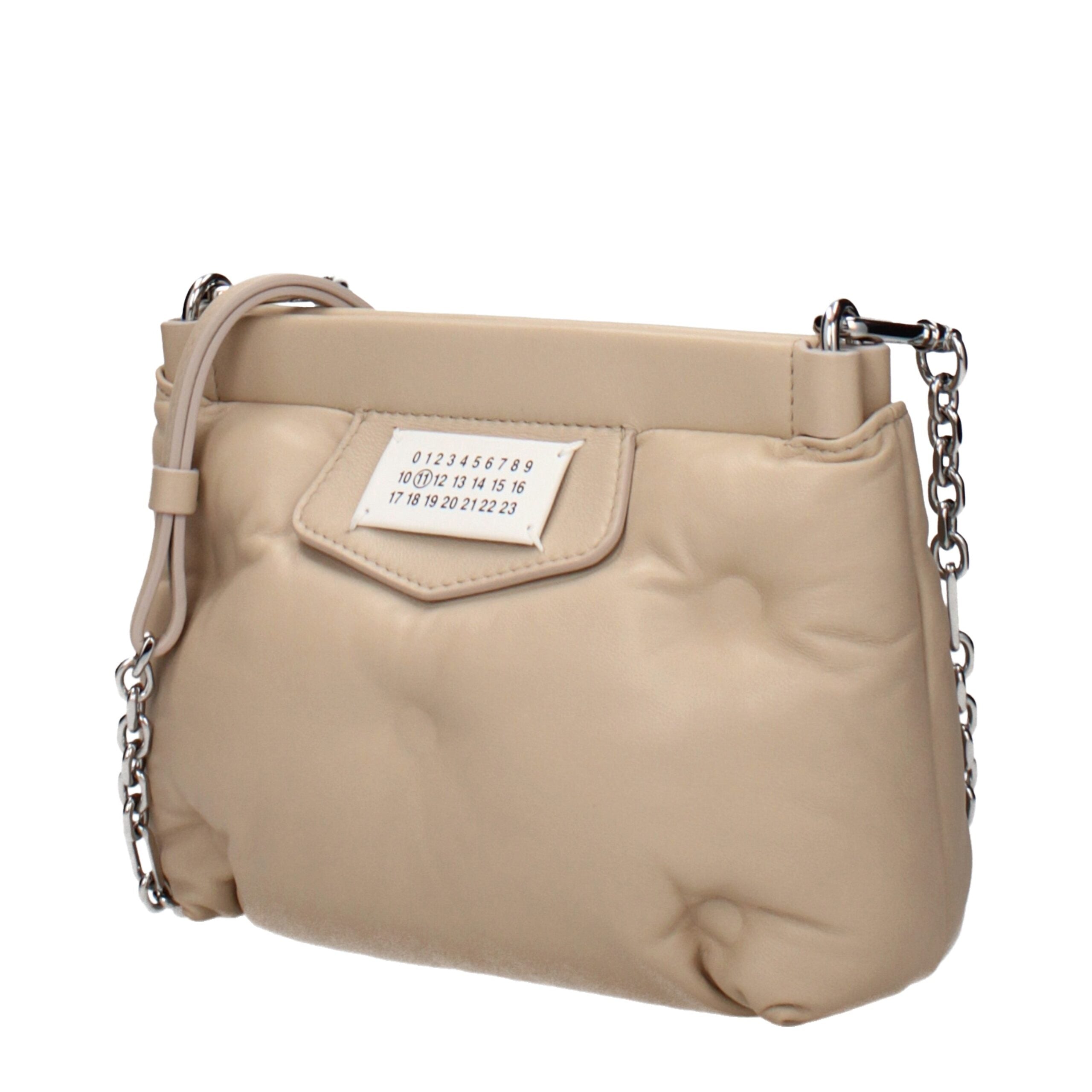 Maison Margiela Beige Leather Crossbody Bag with Logo