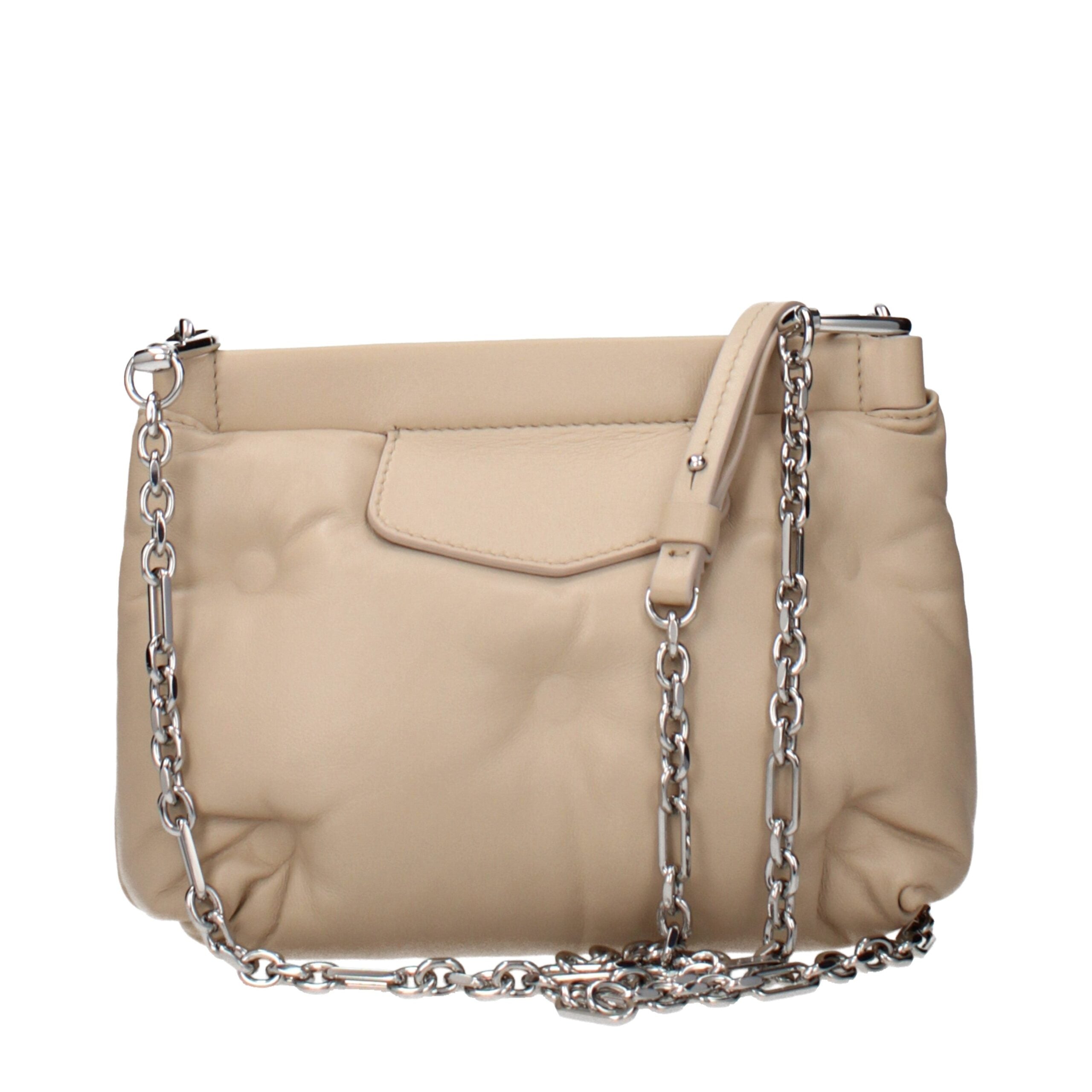 Maison Margiela Beige Leather Crossbody Bag with Logo